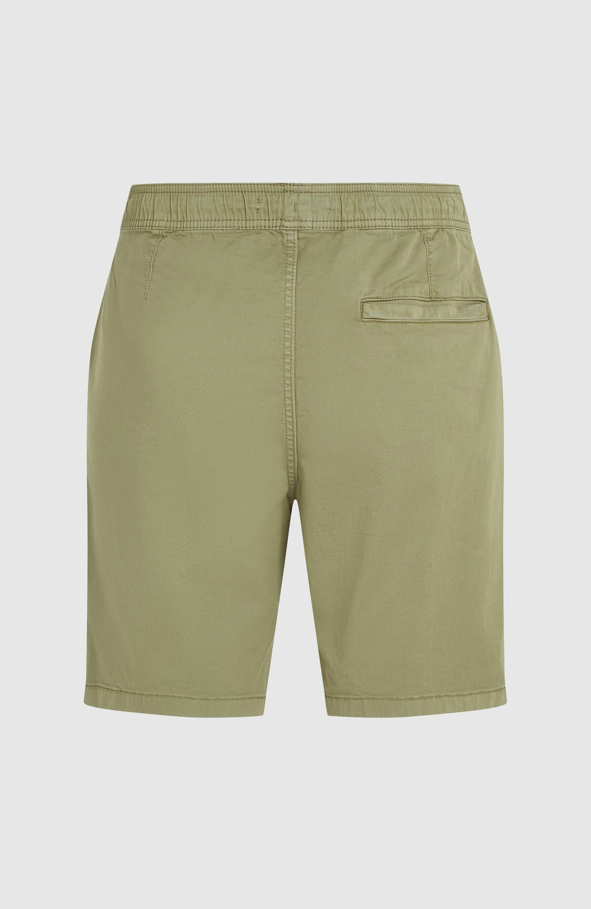 O'Riginals Walk Shorts für Herren, grün, flach liegend von hinten mit Gesäßtasche und elastischem Bund