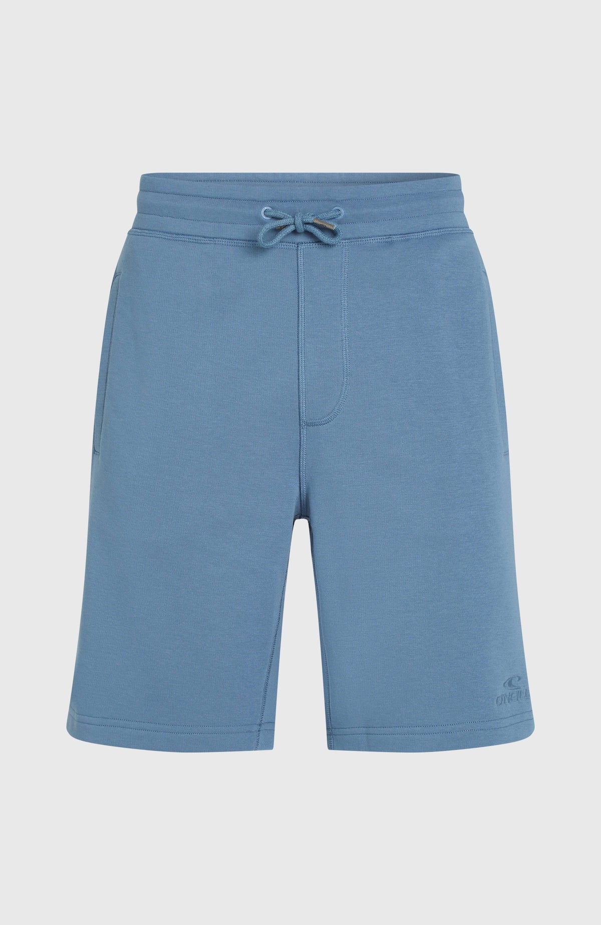 Small Logo Sweatshorts für Herren, blau, flach liegend von vorne mit elastischem Bund und Kordelzug