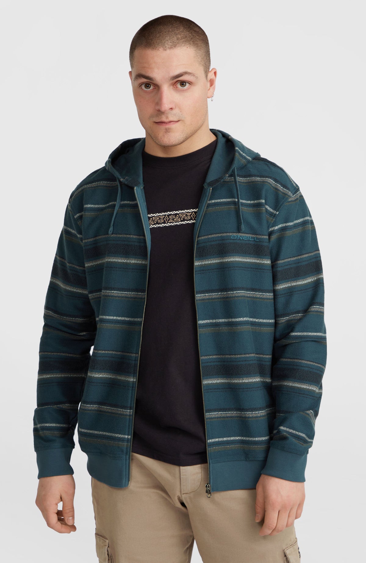 Bavaro Kapuzenjacke mit Reißverschluss | Blue Ikat Stripe