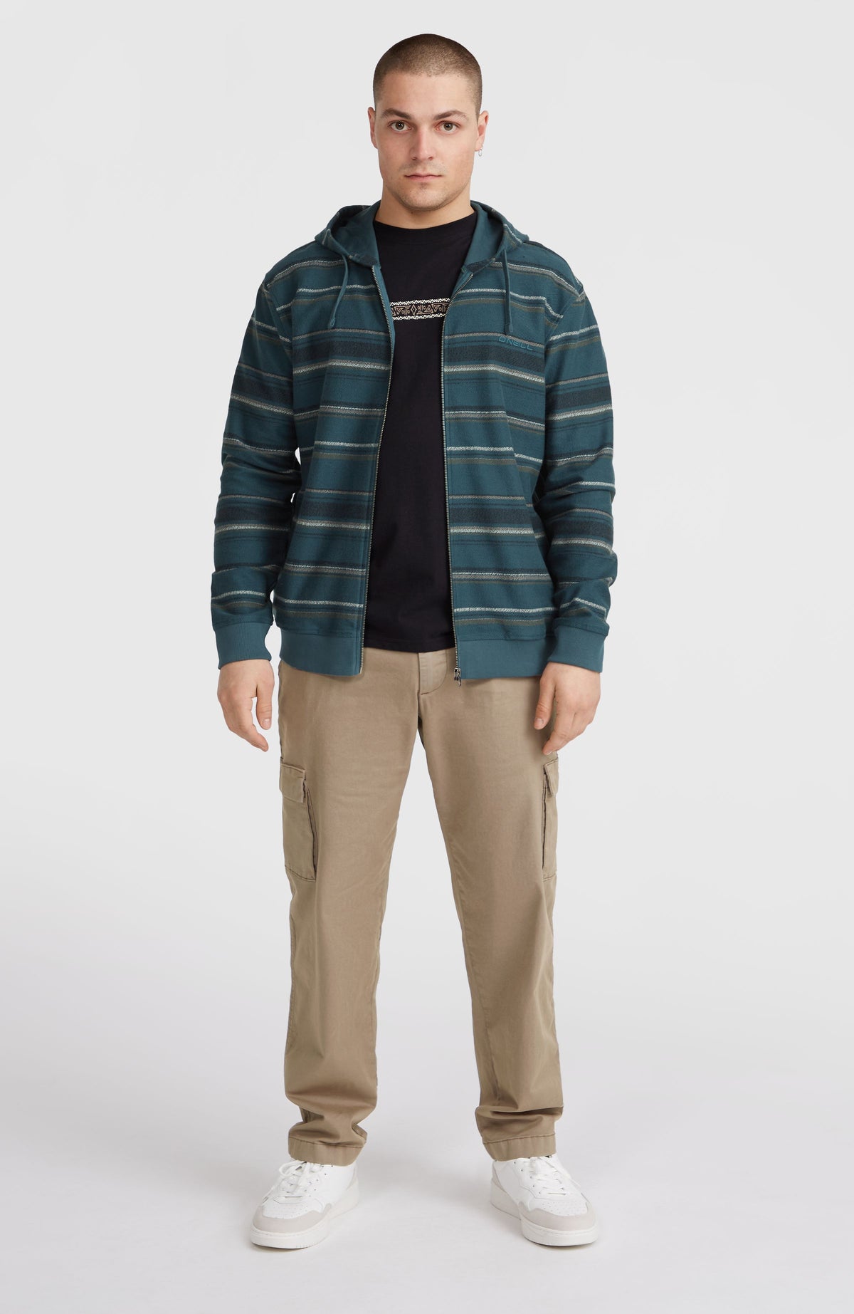 Bavaro Kapuzenjacke mit Reißverschluss | Blue Ikat Stripe