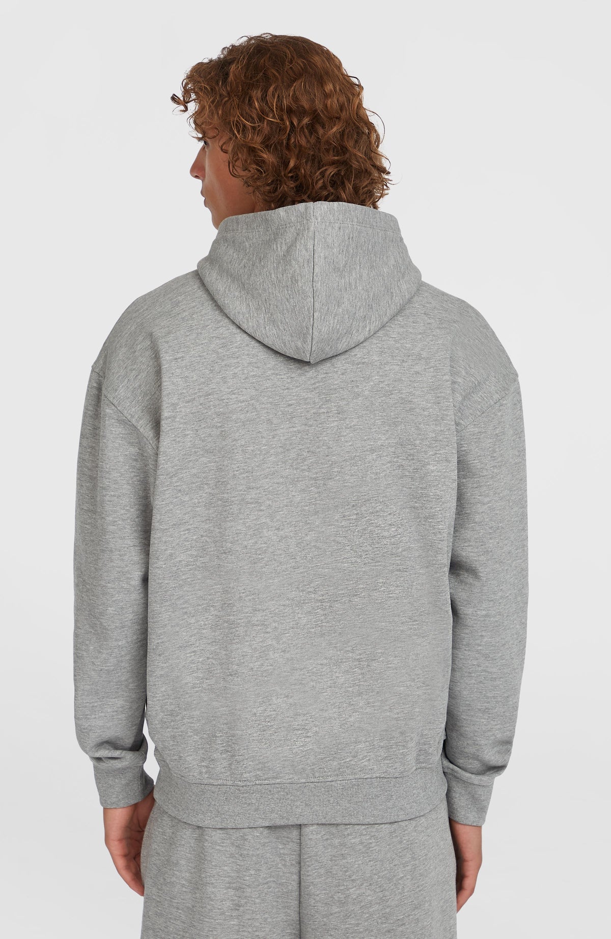 Future Surf Society Hoodie für Herren, grau, Rückansicht am Model mit Kapuze