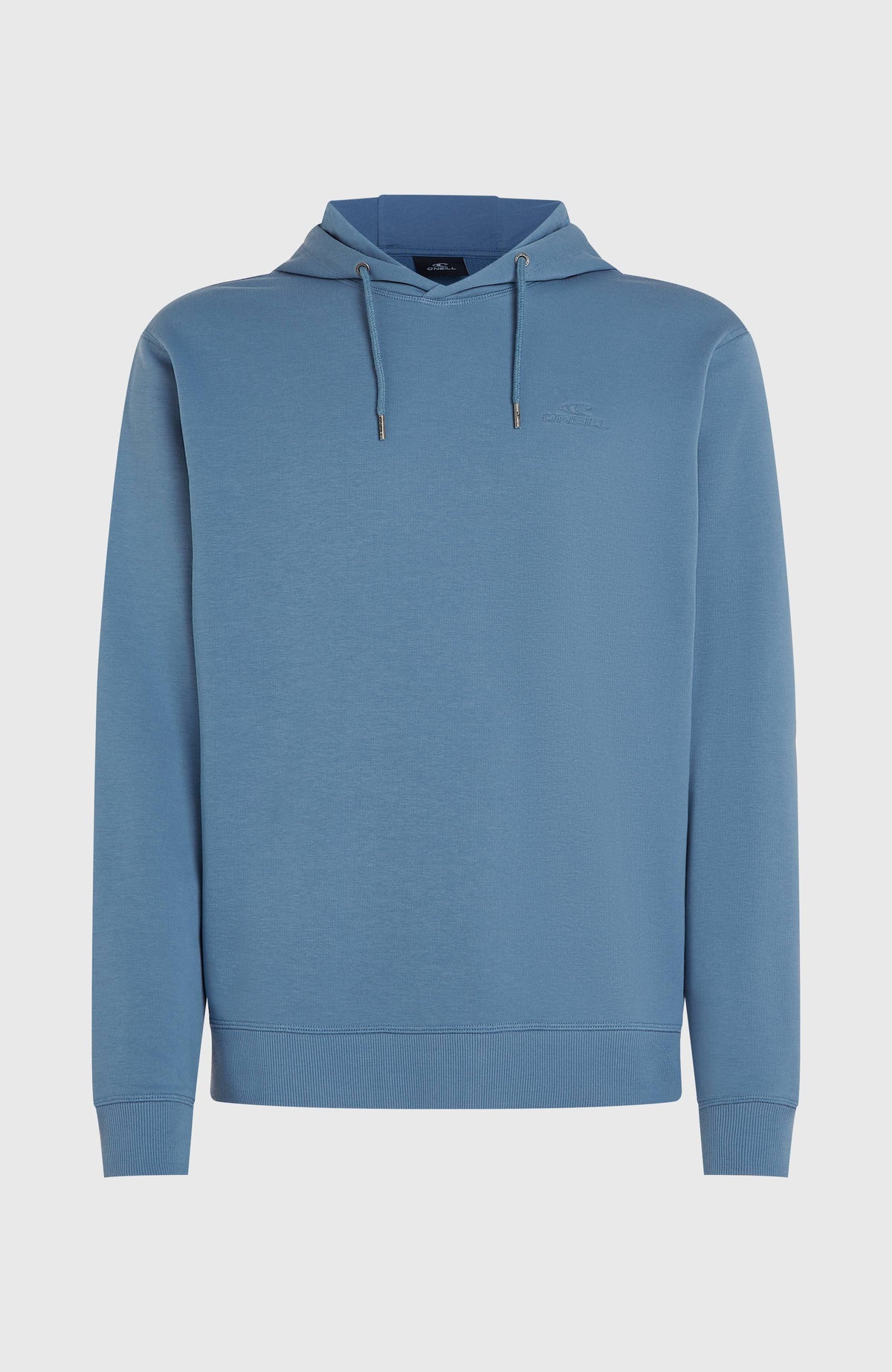 Small Logo Hoodie für Herren, blau, freigestellt von vorne mit Kapuze und Rippbündchen