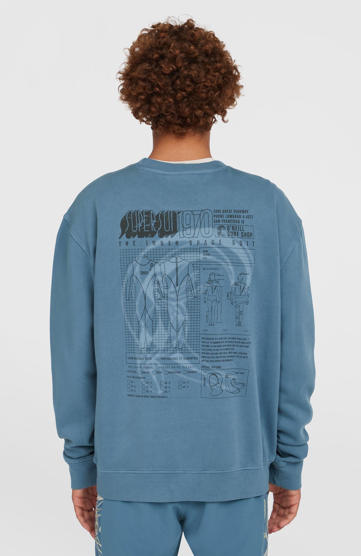 O'Riginals Crew Sweatshirt für Herren, blau, Rückansicht am Model mit Print