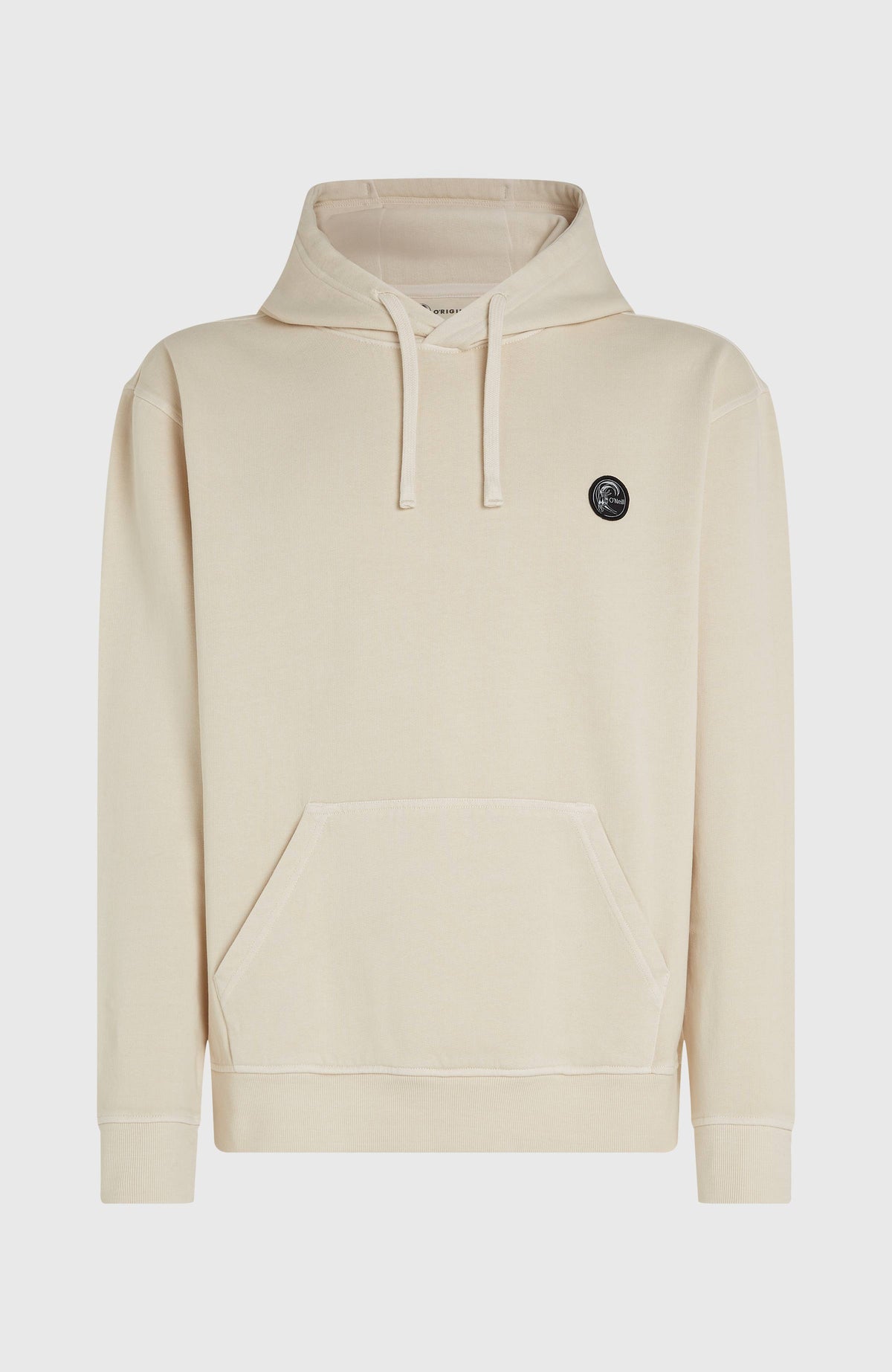O'Riginals Hoodie für Herren, beige, freigestellt in der Vorderansicht mit Kordelzug und Kängurutasche