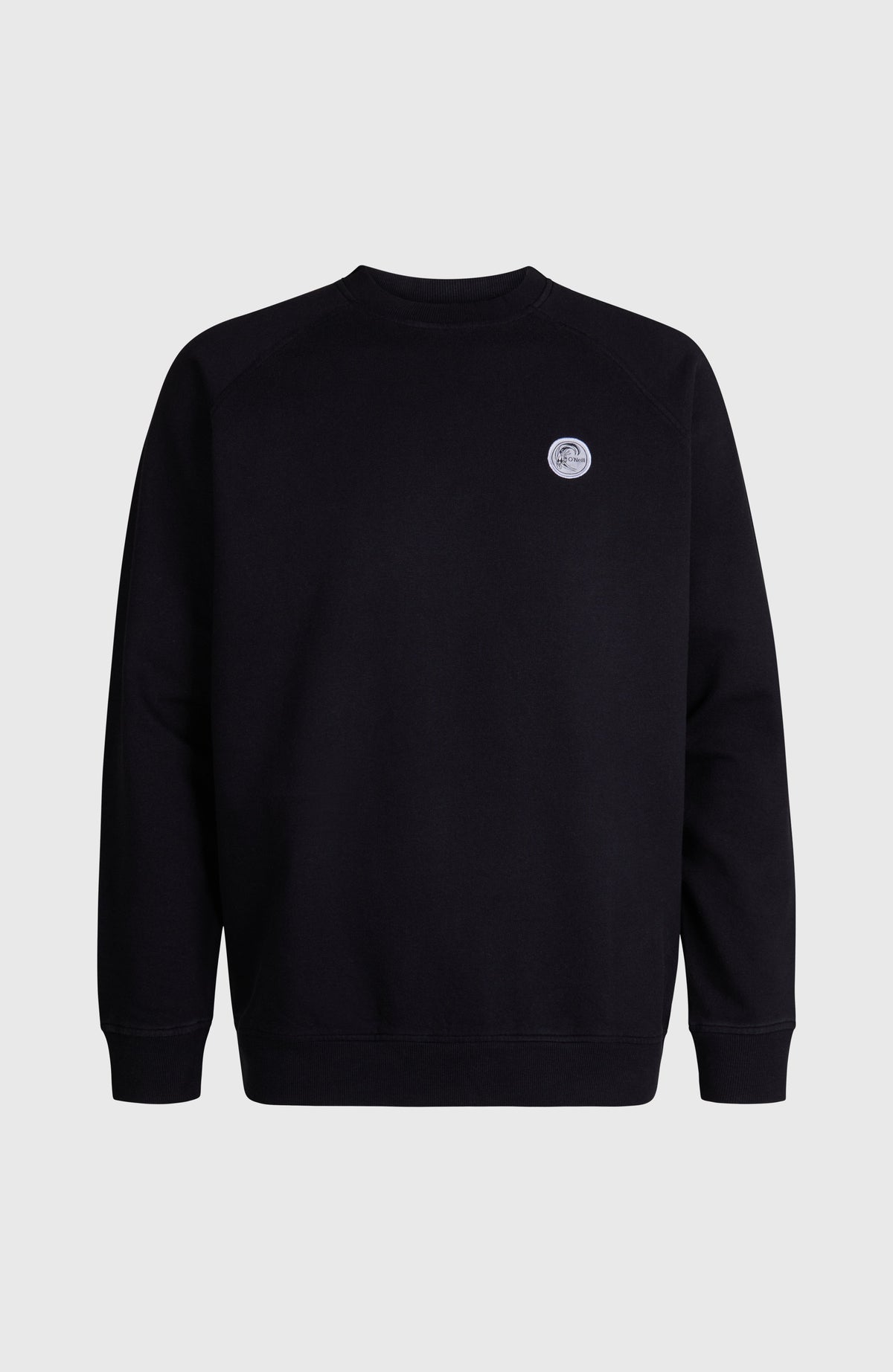O'Riginals Crew Sweatshirt für Herren, schwarz, freigestellt von vorne mit gerippten Bündchen