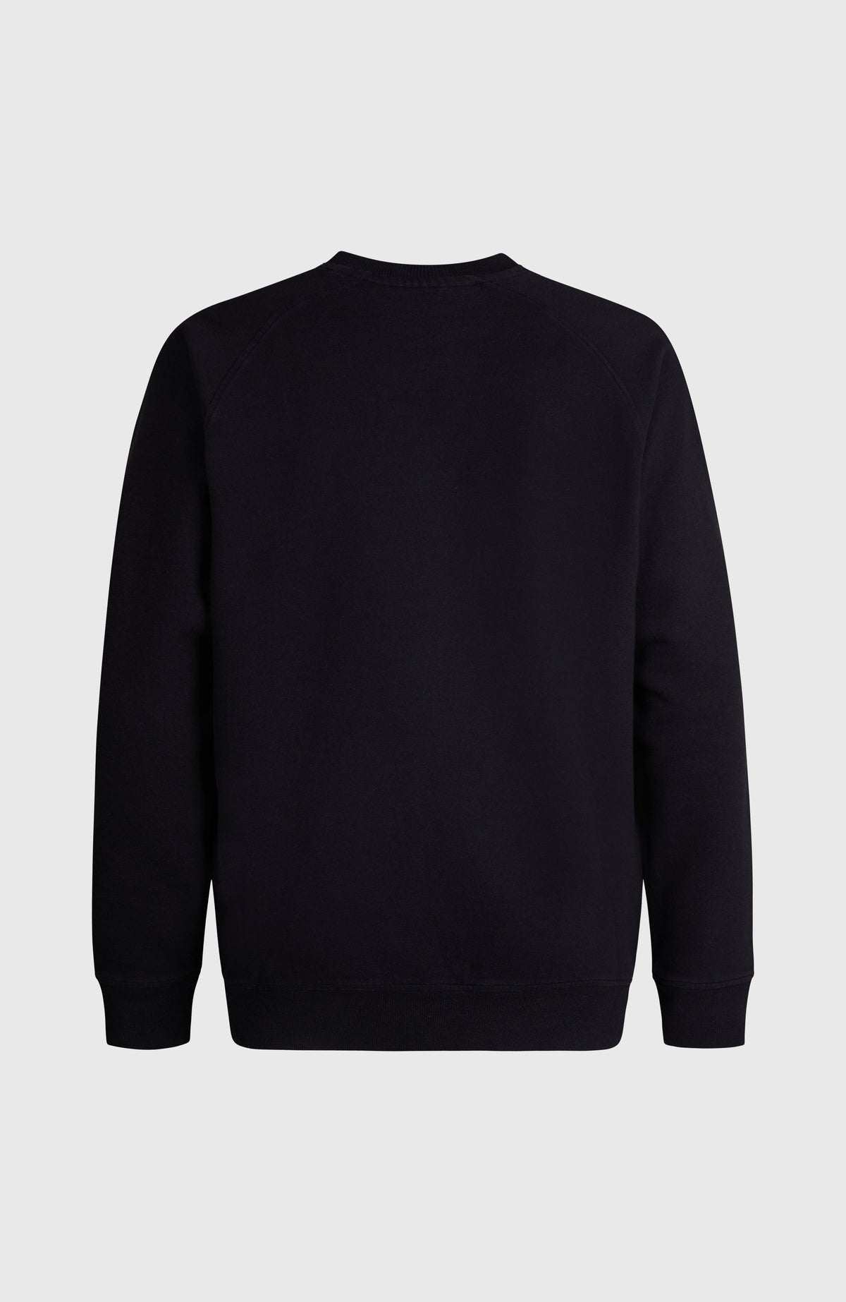 O'Riginals Crew Sweatshirt für Herren, schwarz, freigestellt von hinten mit geripptem Saum