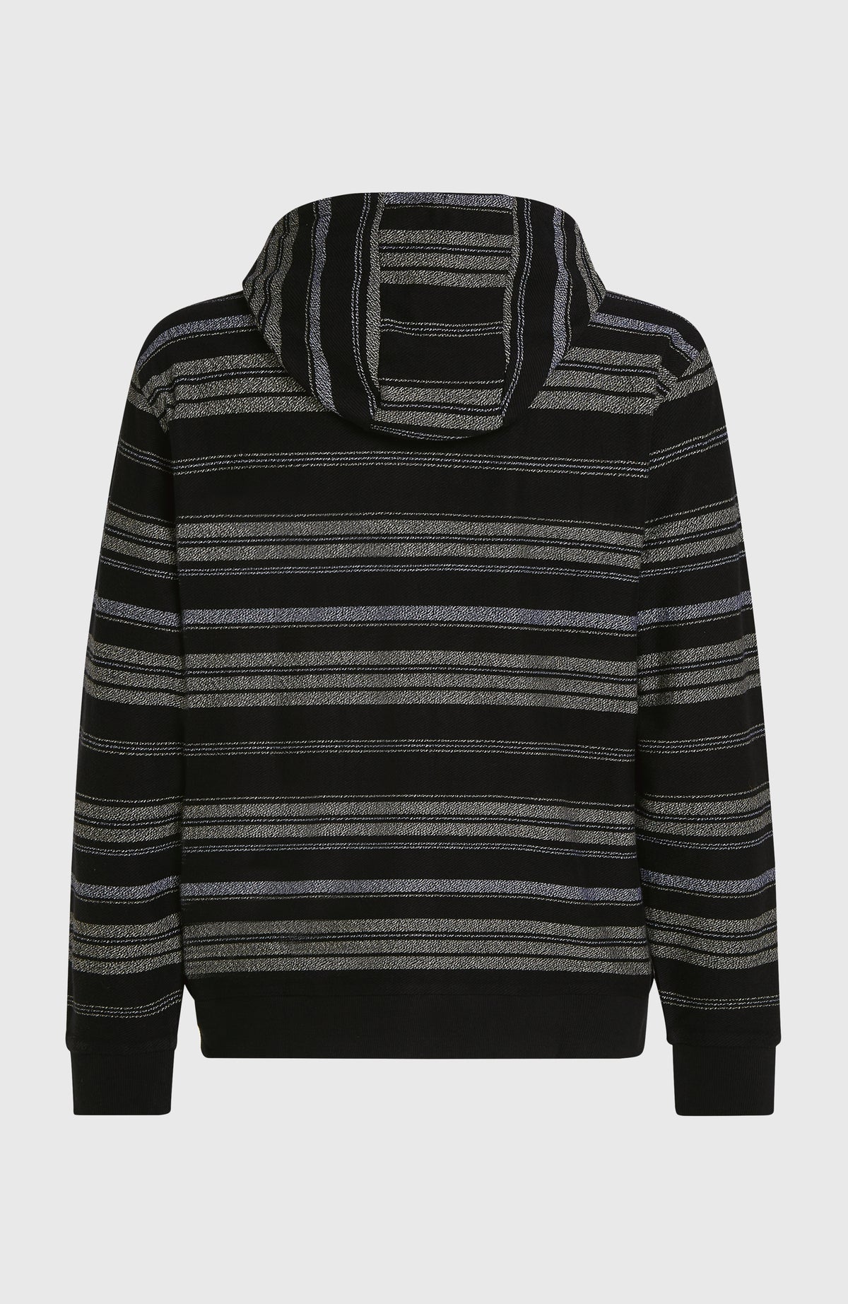 BAVARO FZ HOODIE für Herren, schwarz mit Streifenmuster in Grau, flach liegend von hinten