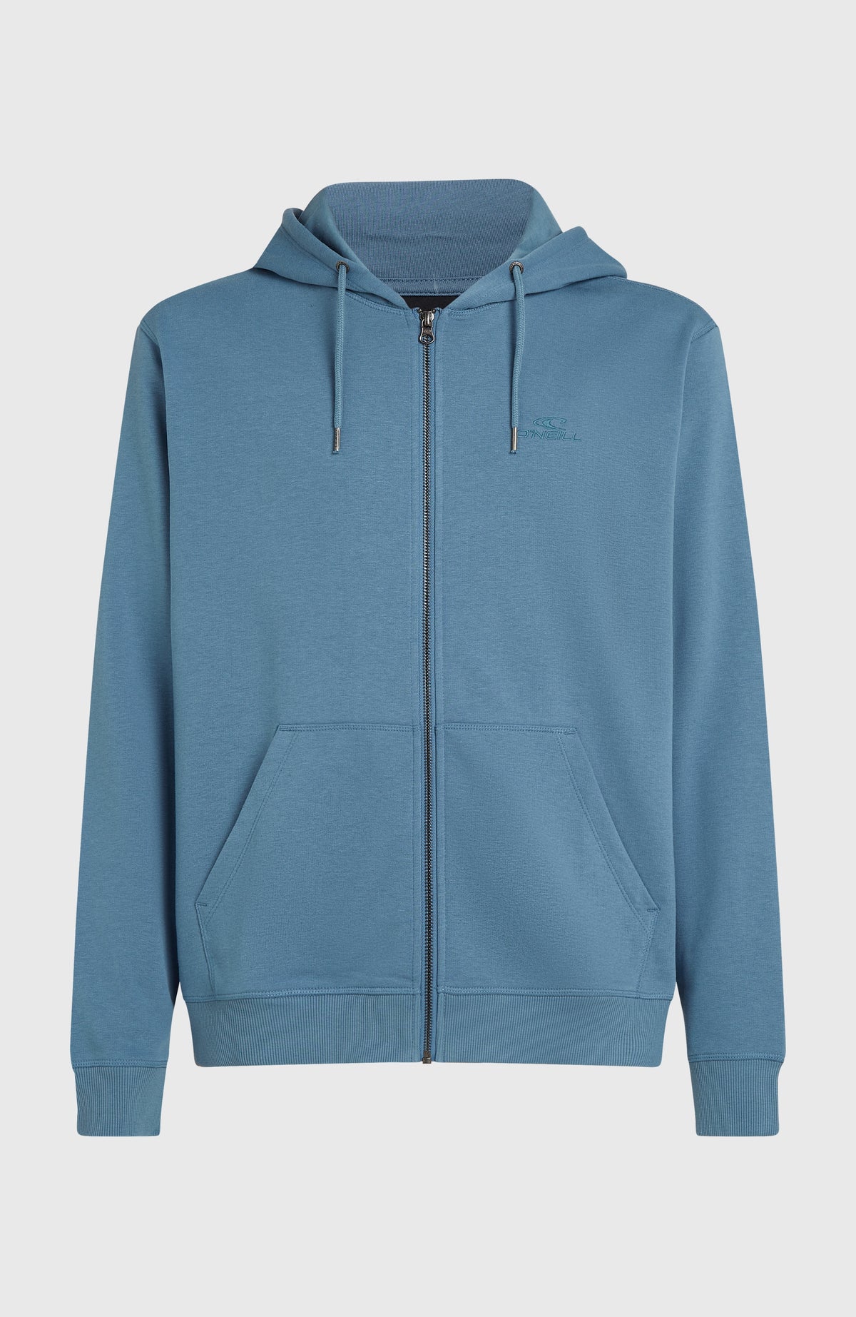 Small Logo Kapuzenjacke für Herren, blau, freigestellt von vorne mit Kängurutaschen und Reißverschluss