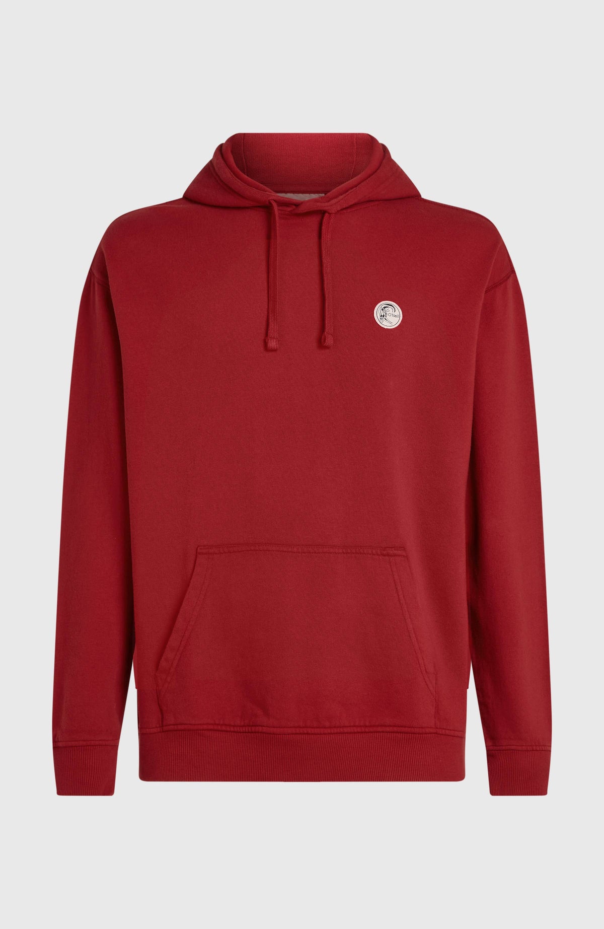 O'Riginals Hoodie für Herren, rot, freigestellt von vorne mit Kängurutasche und Kordelzug an der Kapuze