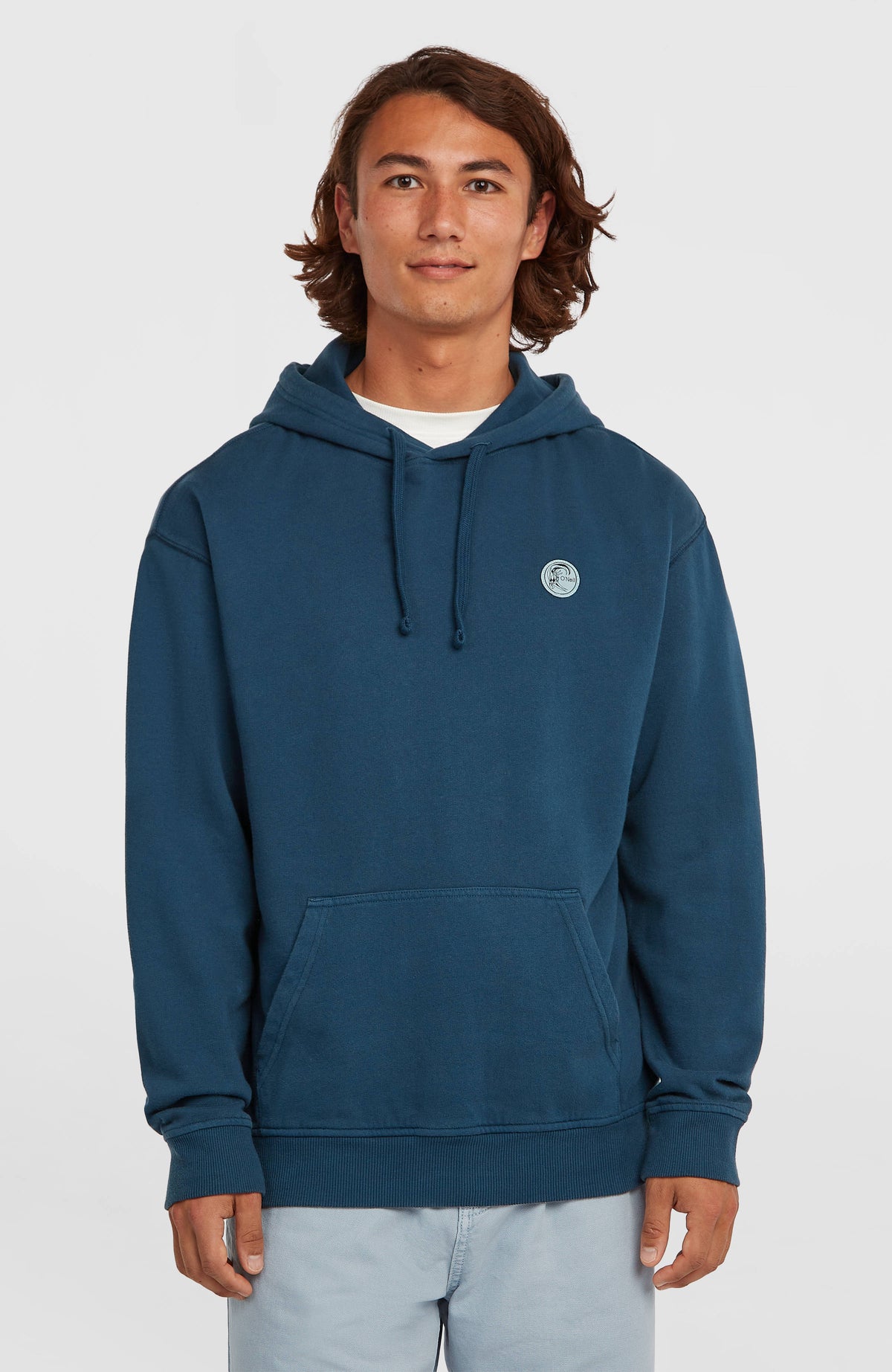 O'Neill O'Riginals Hoodie für Herren, blau mit Grafik-Print in Hellblau, Vorderansicht am Model