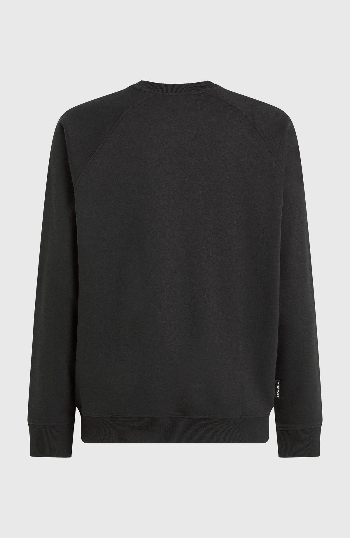 Essentials 90s Logo Crew Sweatshirt, schwarz, freigestellt von hinten mit kleinem Logo-Label