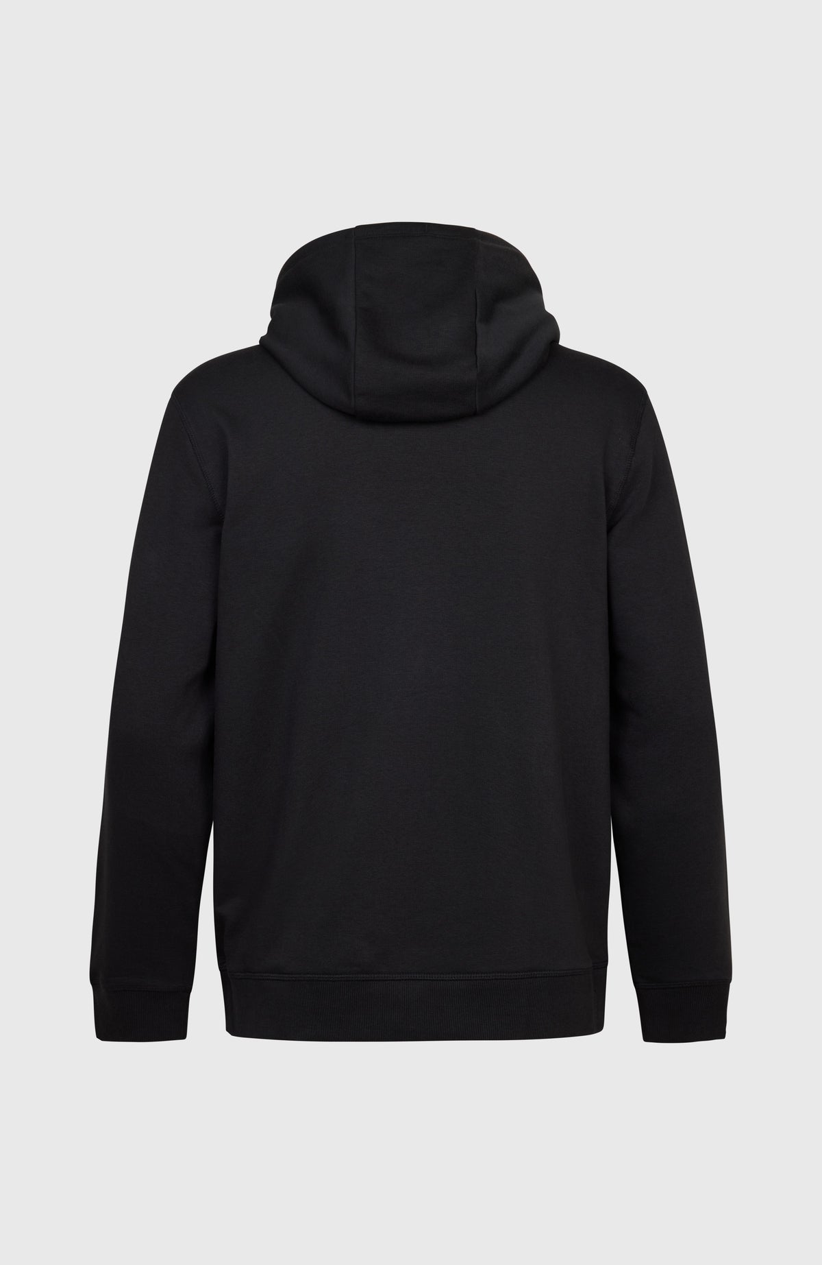 California Graphic Hoodie für Herren, schwarz mit Logo-Print in Beige und Braun, freigestellt von hinten mit Kapuze