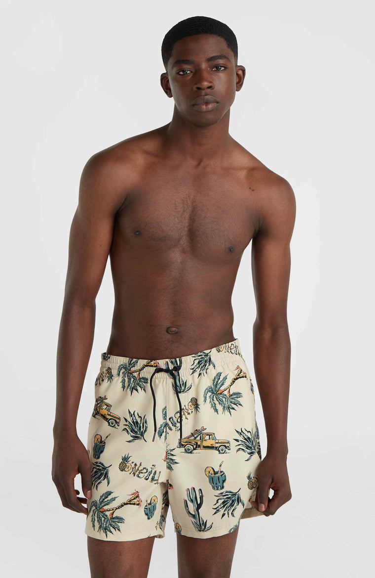 Mix and Match Cali Print 15'' Badehose | Beige Venice Beach Mix and Match Cali Print 15'' Badehose | Beige Venice Beach