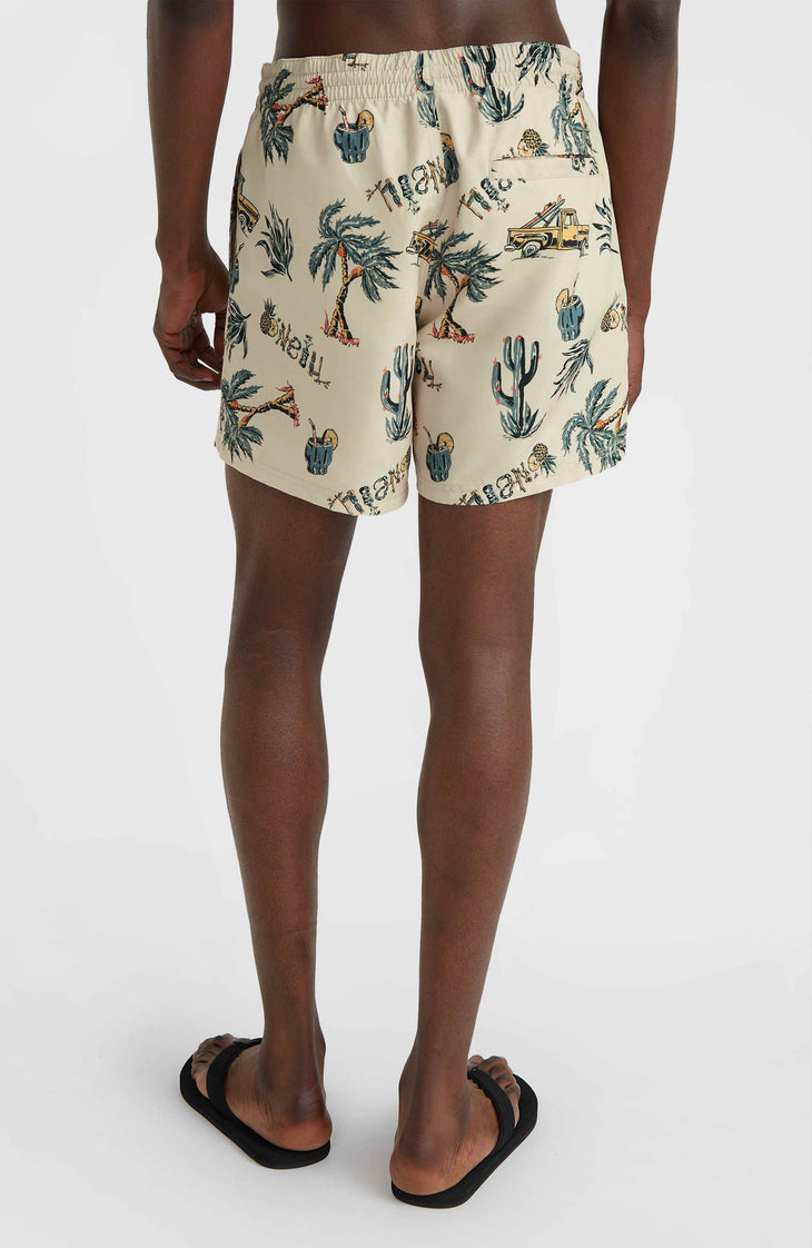 Mix and Match Cali Print 15'' Badehose | Beige Venice Beach
