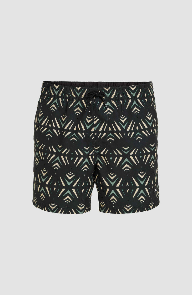Mix and Match Cali Print 15'' Badehose | Black Fade IKAT