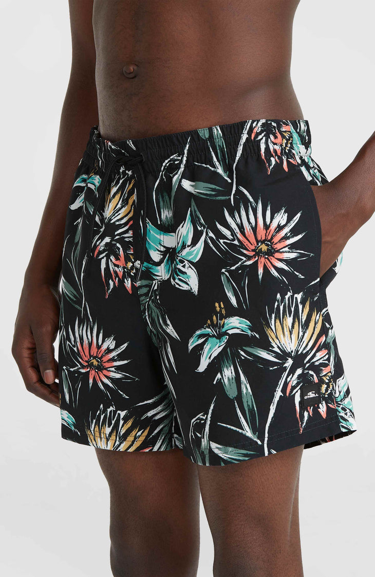 Mix and Match Cali Print 15'' Badehose | Black Tropicana