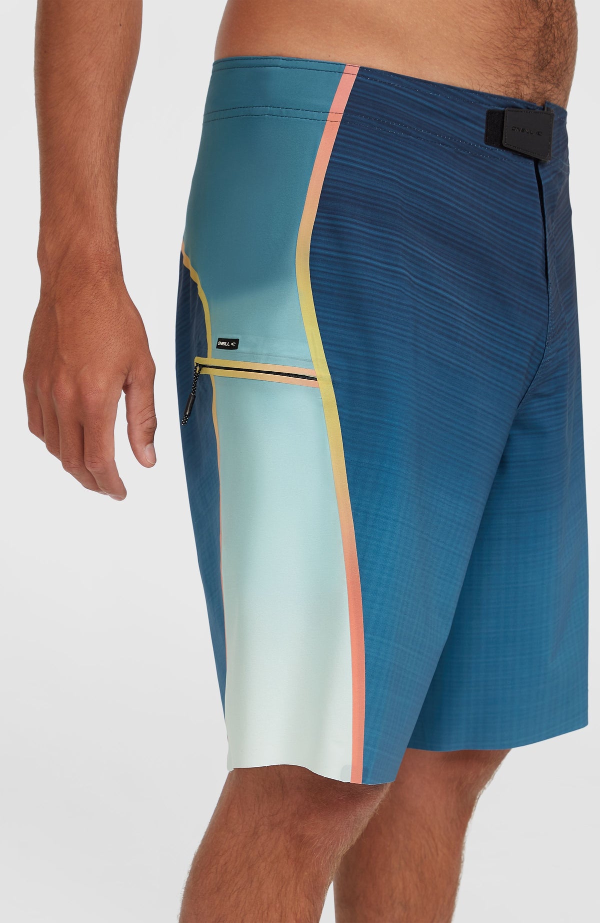Hyperfreak Hydro Tech 20'' Boardshorts für Herren, blau, Nahaufnahme des Einsatzes mit Reißverschlusstasche