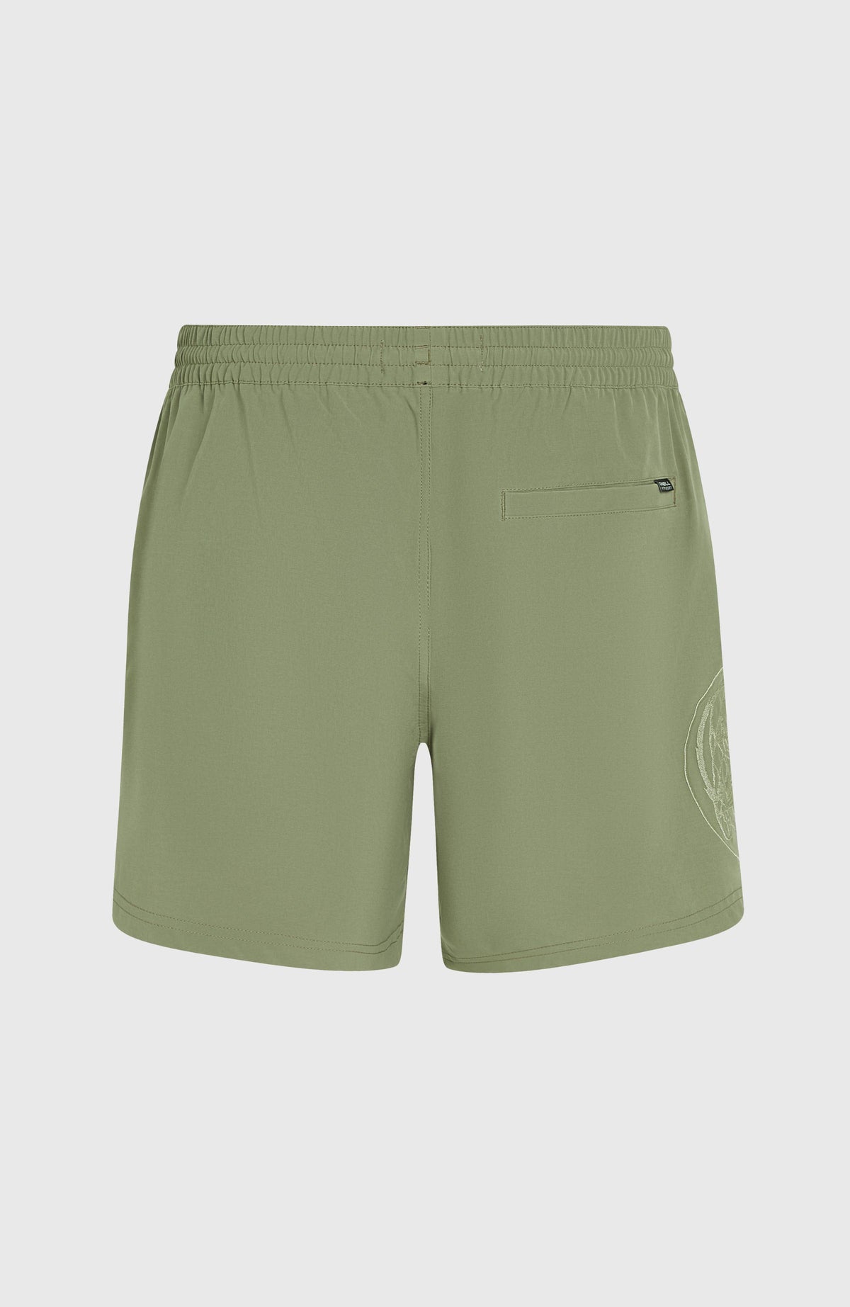 O'Riginals Cali Ocean 16'' Badehose für Herren, grün, flach liegend von hinten mit Gesäßtasche