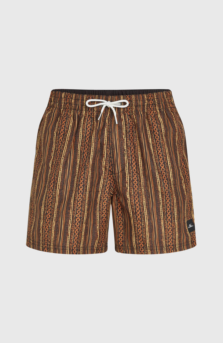 Cali Print 15'' Badehose | Orange Pressed Lines
