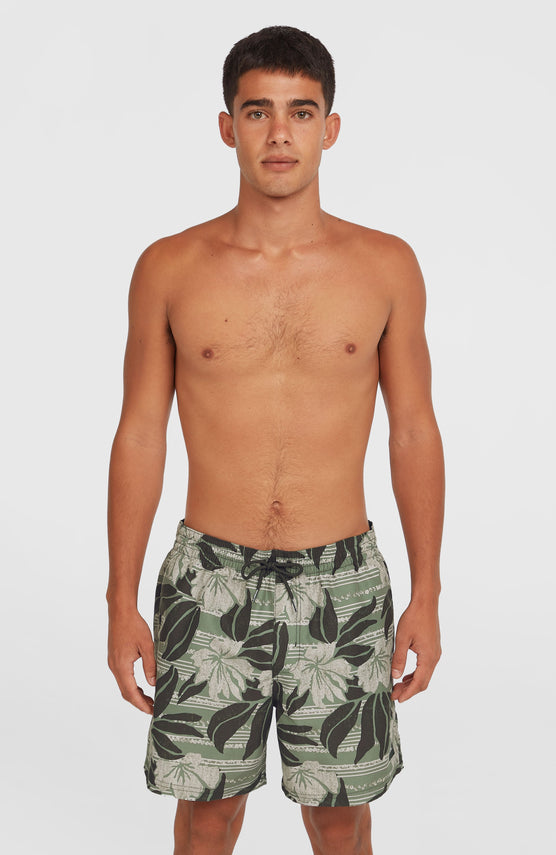 Cali Floral 16'' Badehose | Green Dusty Flower