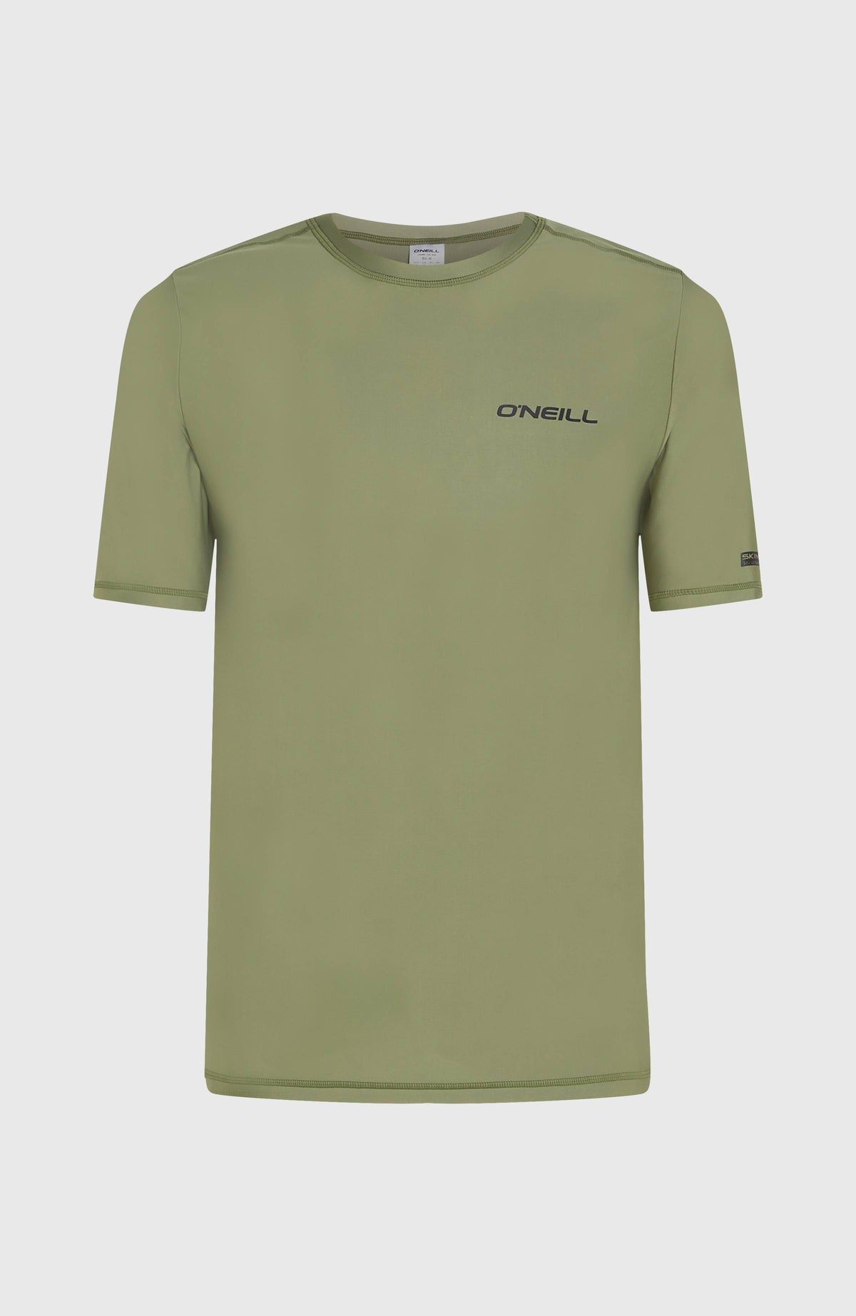 Essentials Shortsleeve-Schwimmshirt für Herren, grün, freigestellt von vorne mit rundem Kragenausschnitt