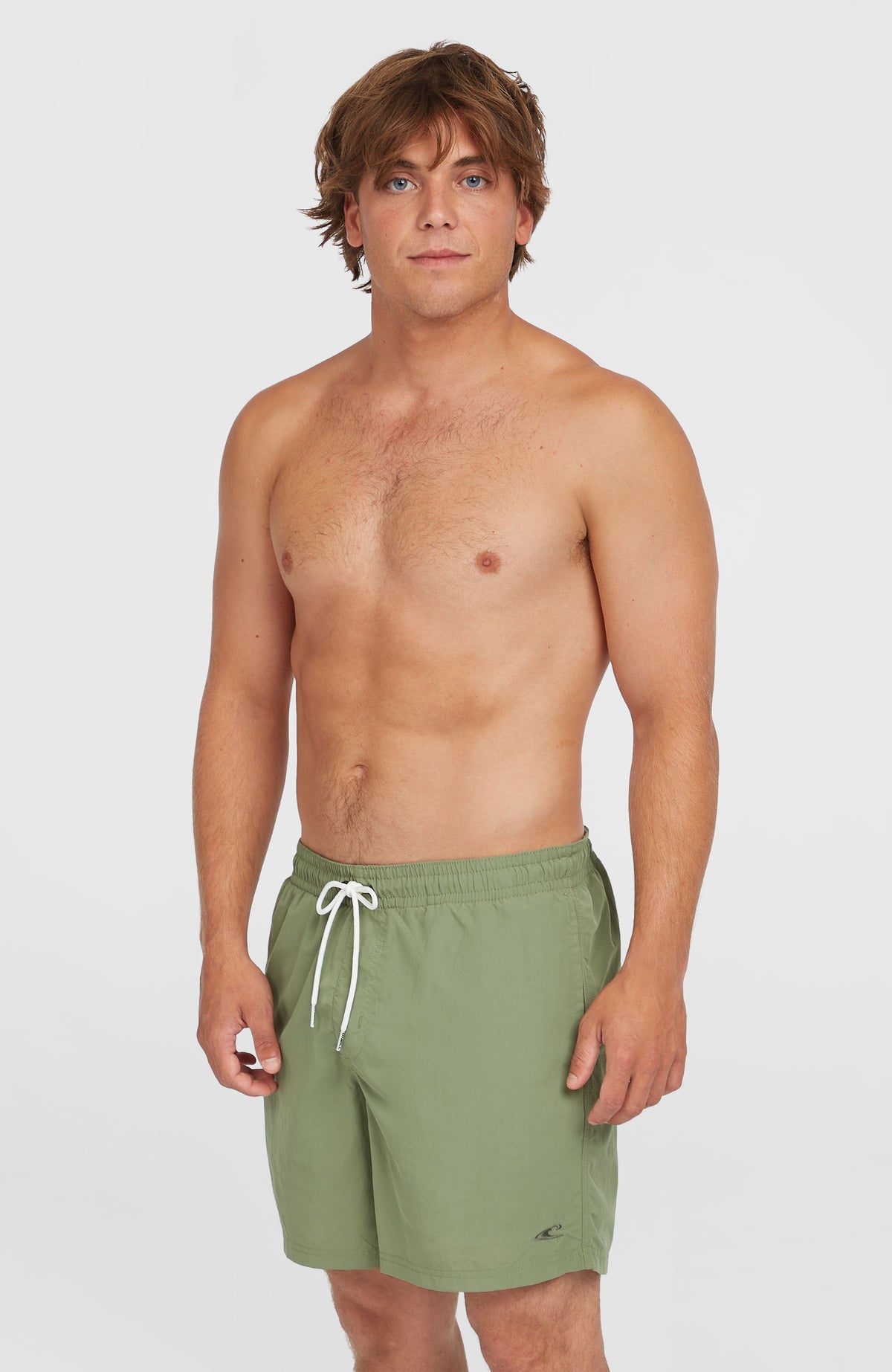 O'Neill Vert 16'' Badehose für Herren, grün, Vorderansicht am Model mit elastischem Bund und Kordelzug