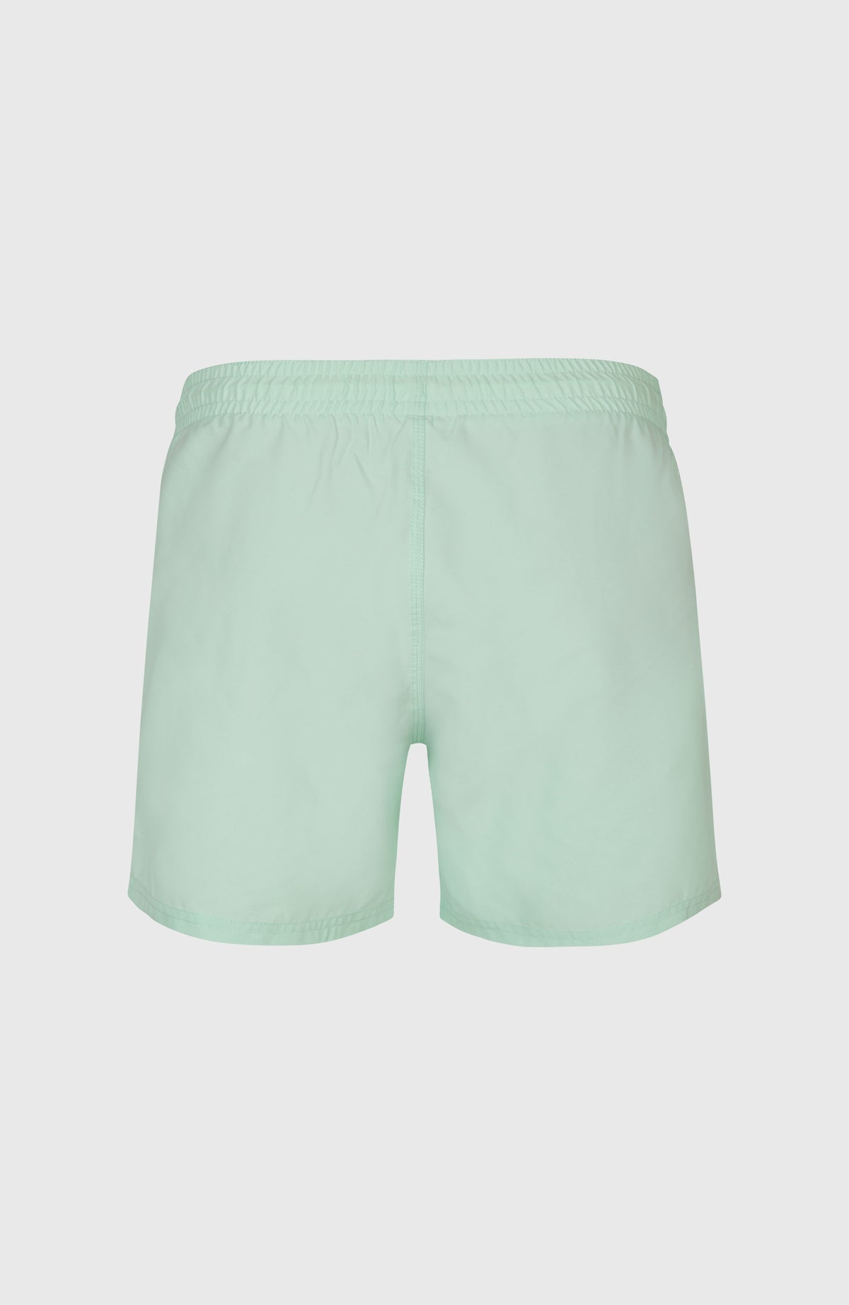 15" Badehose für Herren, grün, freigestellt in der Rückansicht mit elastischem Bund und vertikaler Mittelnaht