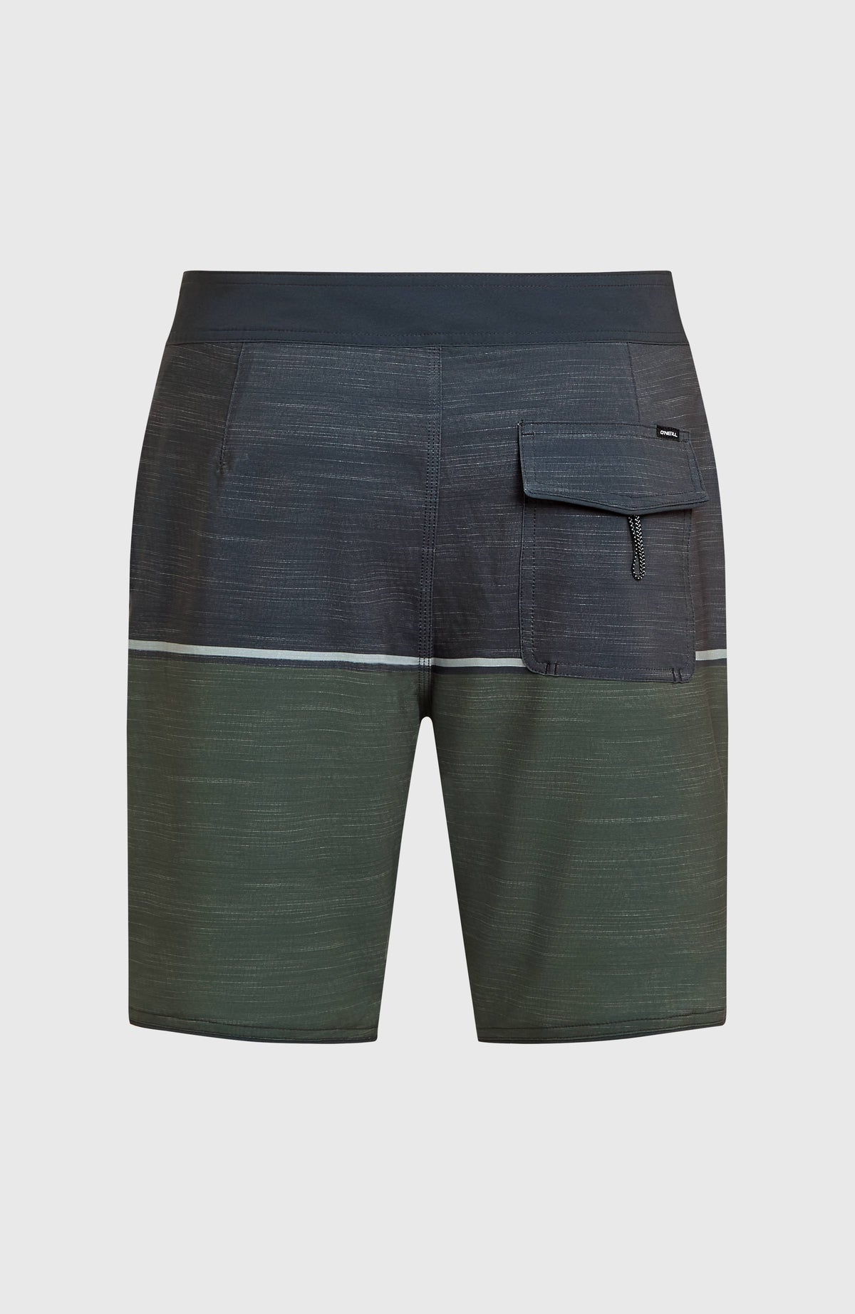 Hyperfreak Mysto Block 19'' Boardshorts für Herren, grün, freigestellt von hinten mit rechter Gesäßtasche