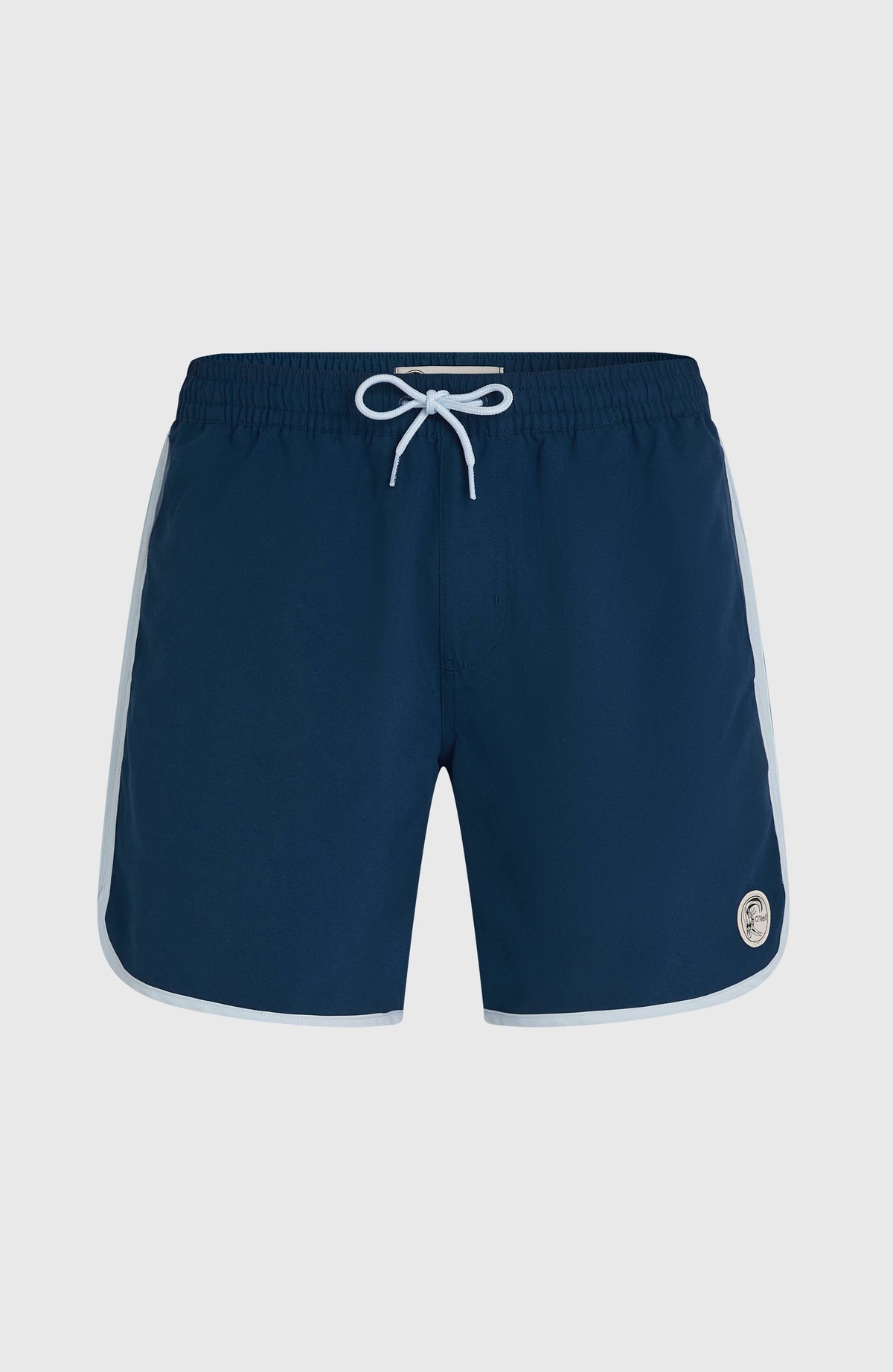 O'Riginals Scallop 16'' Badehose für Herren, blau, freigestellt von vorne mit elastischem Kordelzugbund