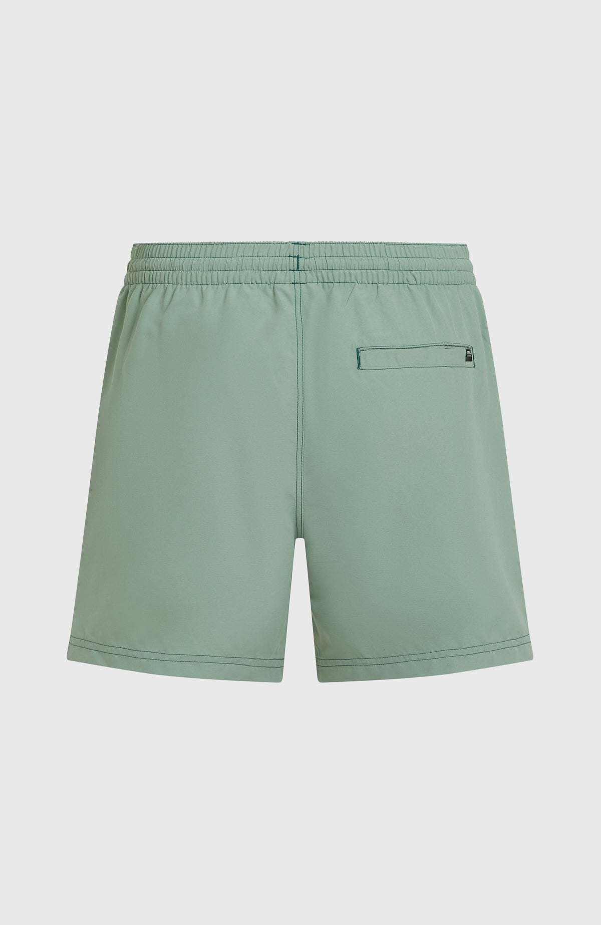 Block 15'' Badehose für Herren, blau, flach liegend von hinten, eingelassene Gesäßtasche rechts