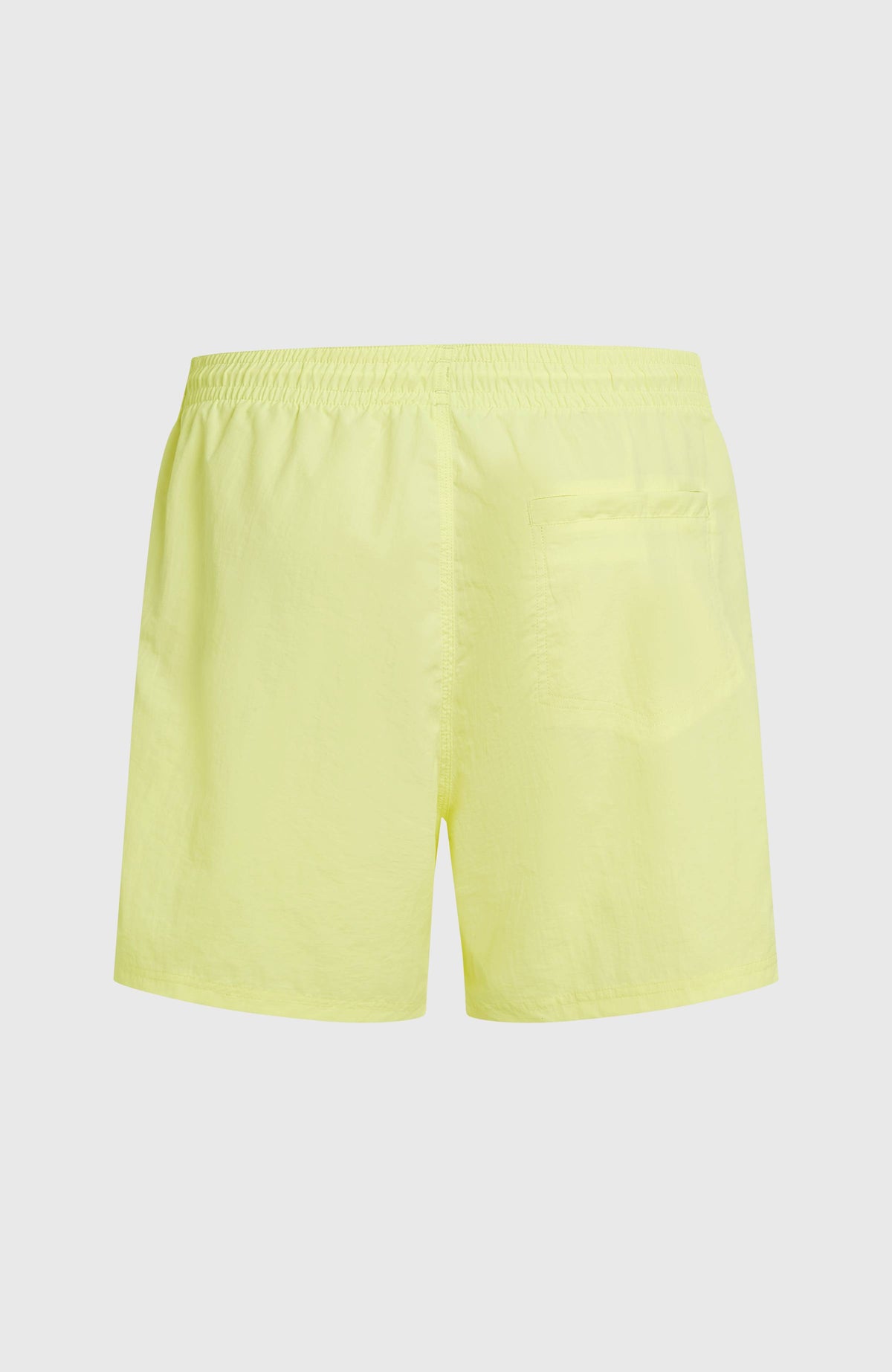 Vert 16'' Badehose für Herren, gelb, flach liegend von hinten, aufgesetzte Gesäßtasche an der rechten Seite