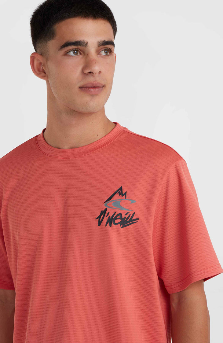 O'Neill Hybrid Logo Polygiene T-Shirt | Red Orcher