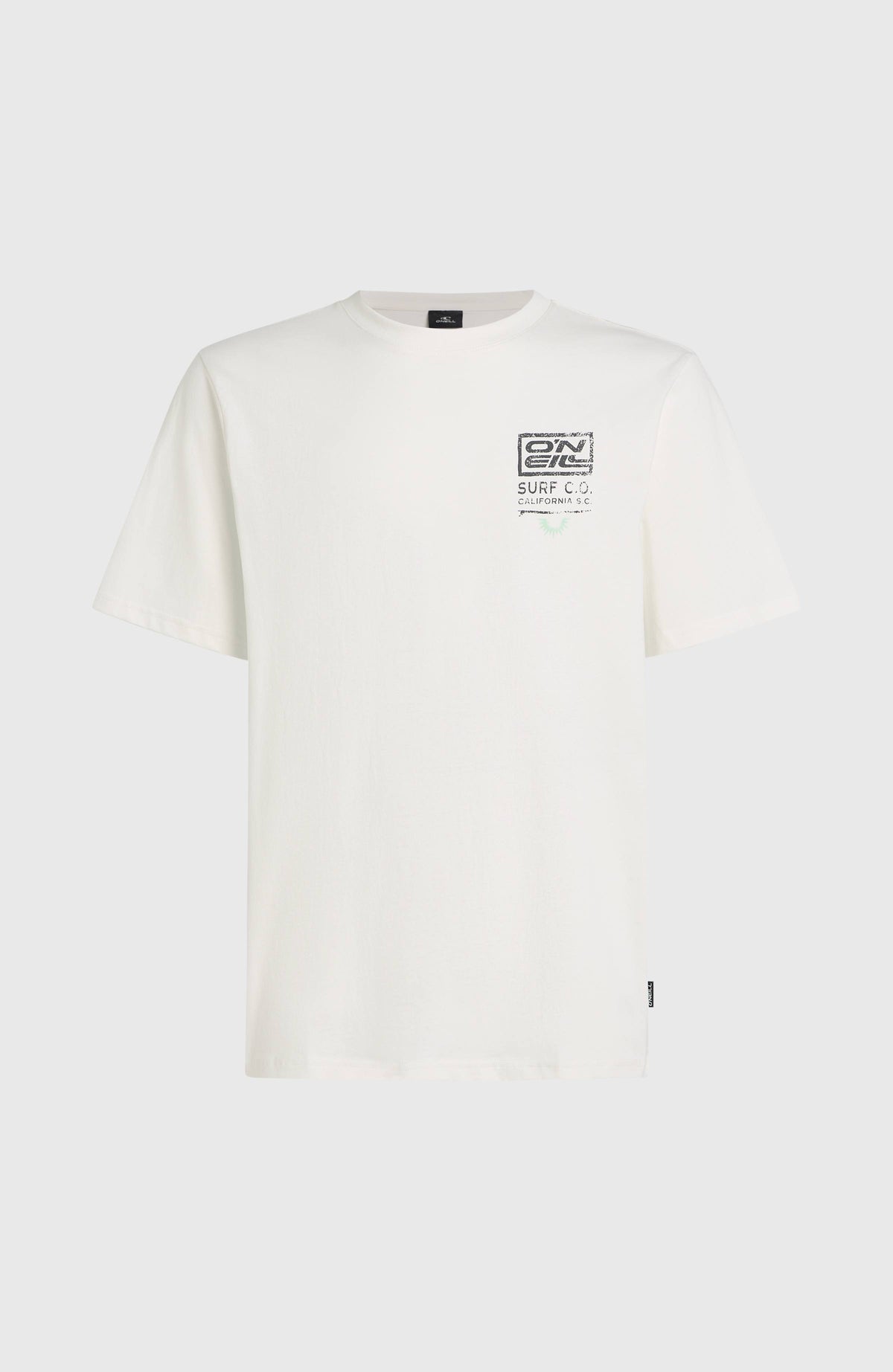 Retro Graphic T-Shirt für Herren, weiß mit Grafik-Print in Schwarz und Grün, freigestellt von vorne