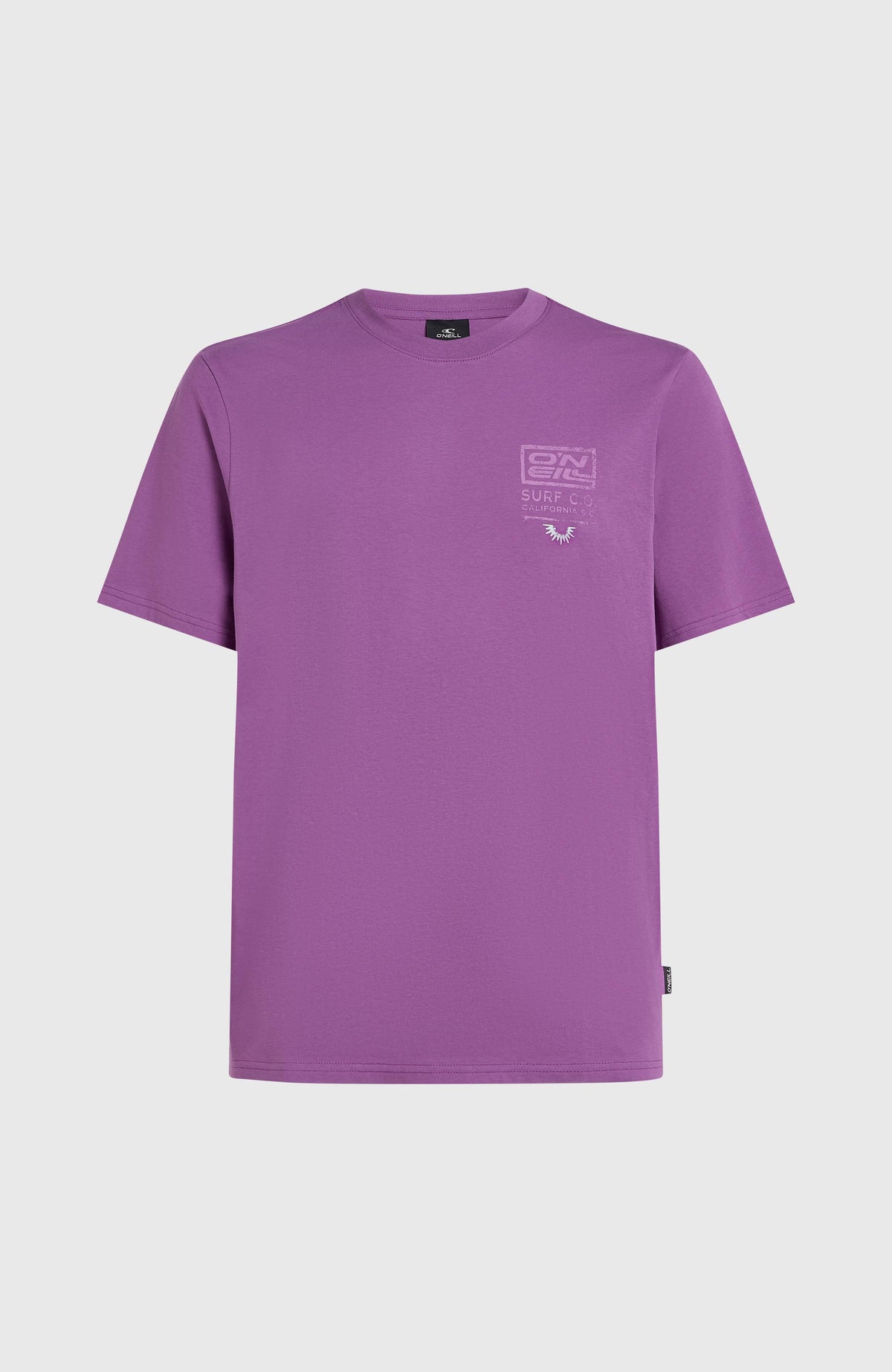 Retro Graphic T-Shirt für Herren, lila mit Grafik-Print in Weiß, freigestellt von vorne
