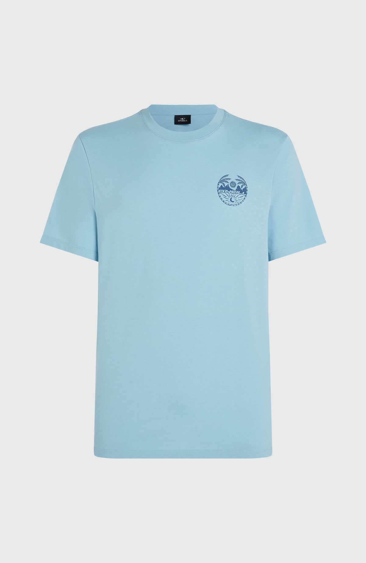 Back Print T-Shirt für Herren, blau mit Grafik-Print in Dunkelblau, flach liegend von vorne