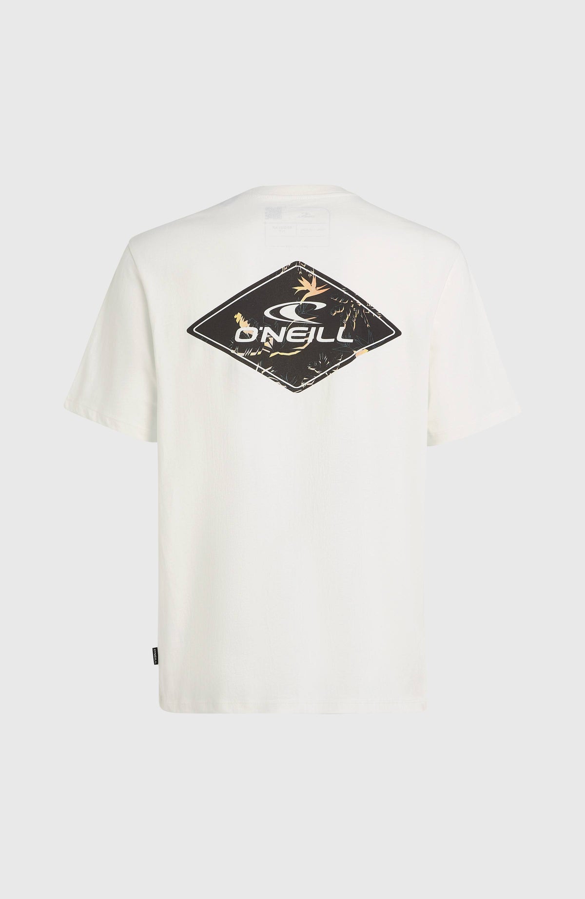Sun T-Shirt für Herren, weiß mit Logo-Print in Schwarz und Gelb, flach liegend von hinten