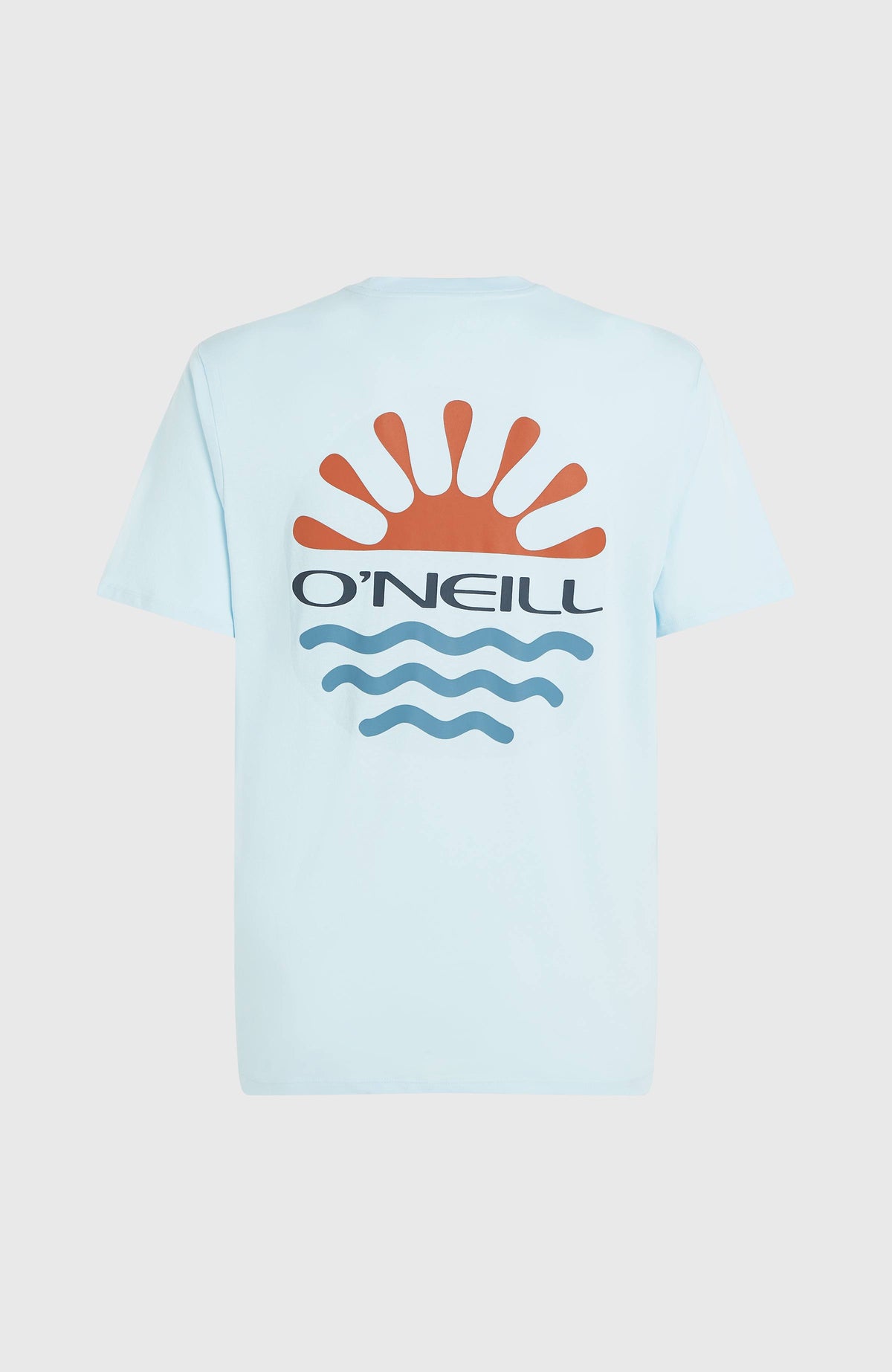 Sun T-Shirt für Herren, blau mit Logo-Print in Orange und Türkis, flach liegend von hinten