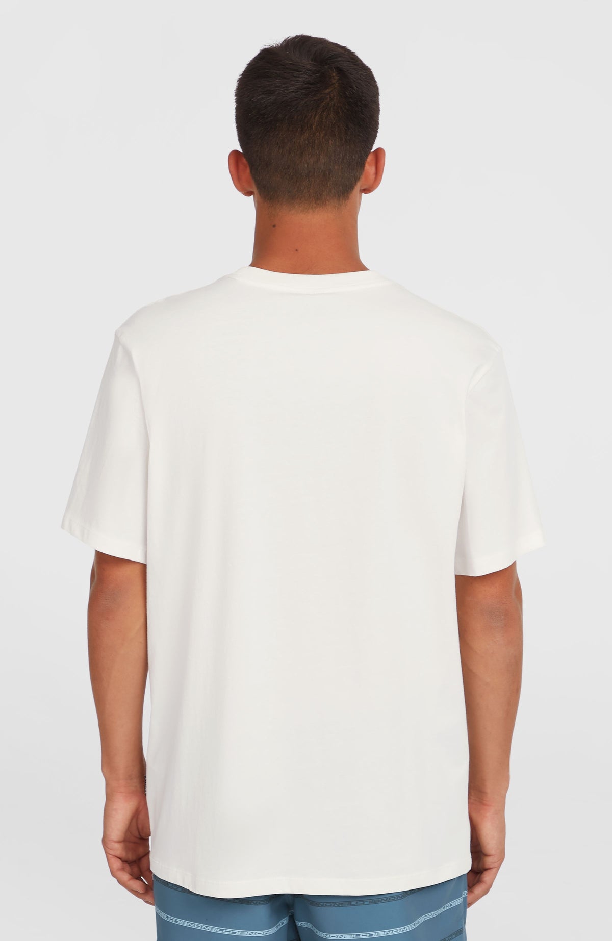 Gradient T-Shirt für Herren, weiß, klassische Rückansicht getragen am Model