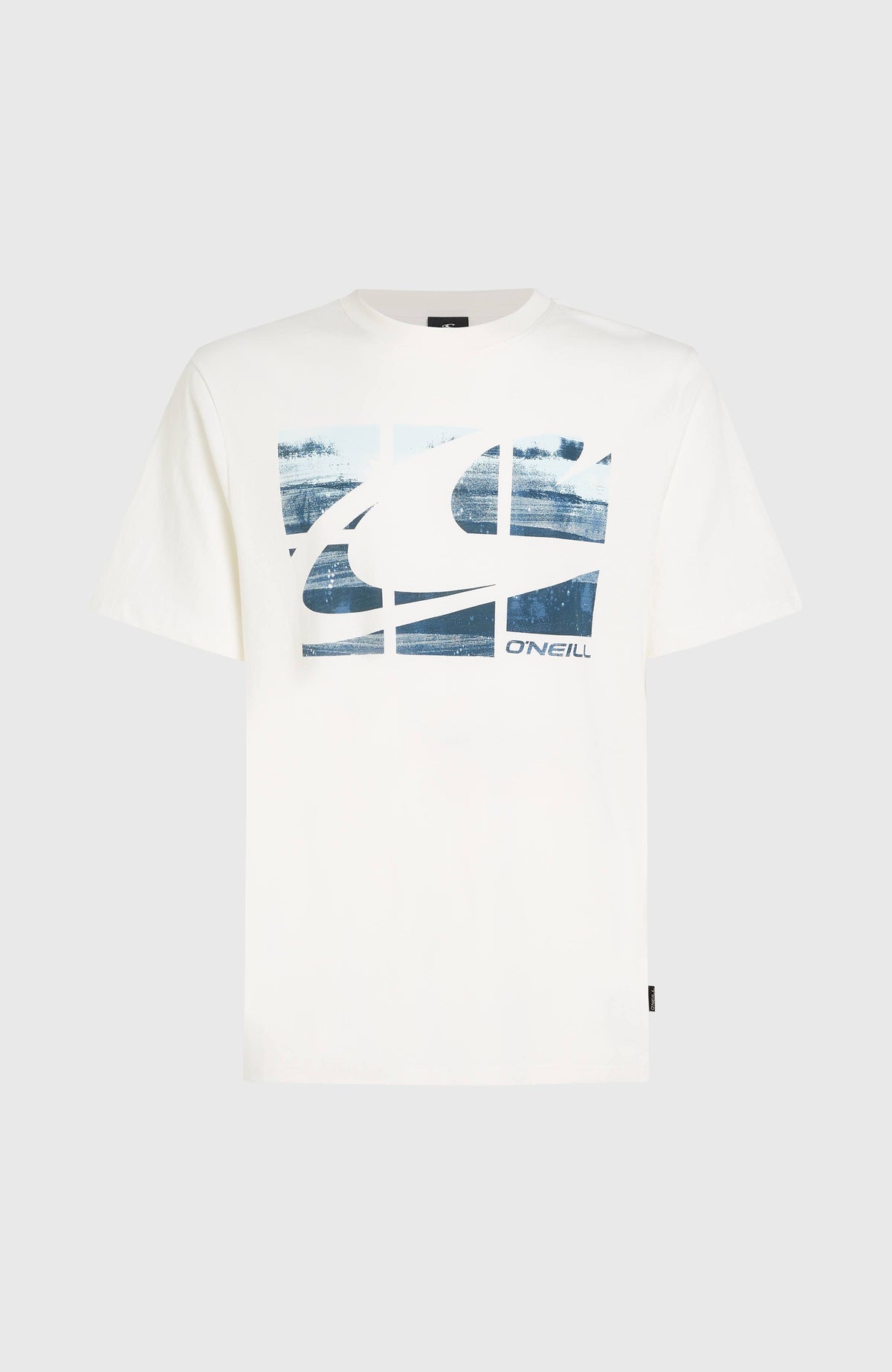 Gradient T-Shirt für Herren, weiß mit Logo-Print in Blau, flach liegend von vorne