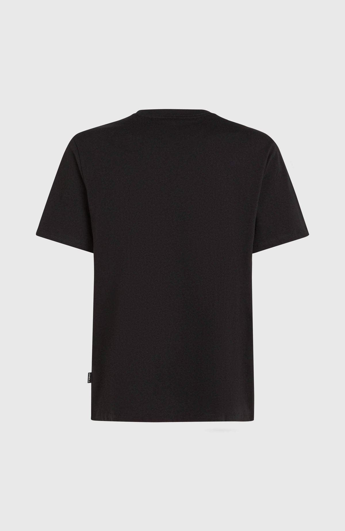 Schwarzes Gradient T-Shirt für Herren, freigestellt von hinten mit Saumlabel