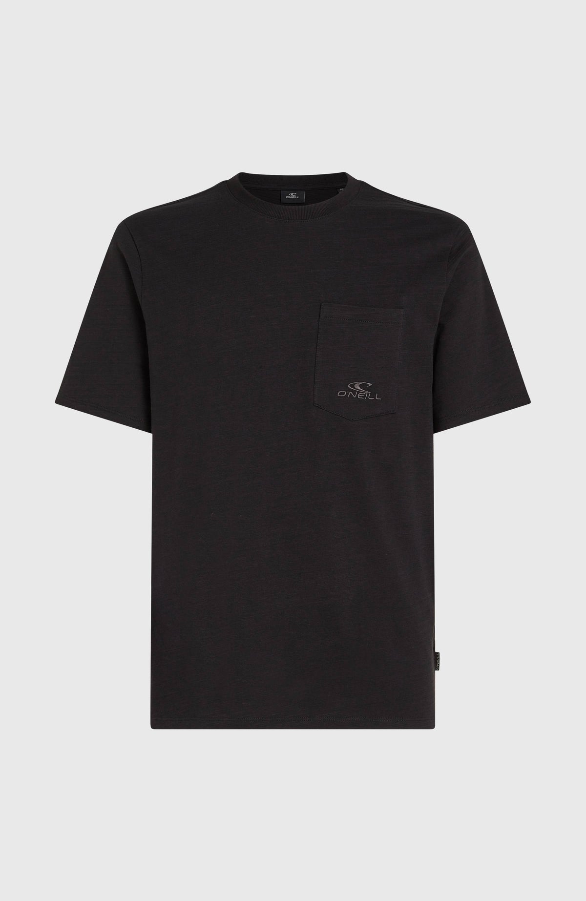 Slub Chest Pocket T-Shirt für Herren, schwarz, freigestellt von vorne mit aufgesetzter Brusttasche
