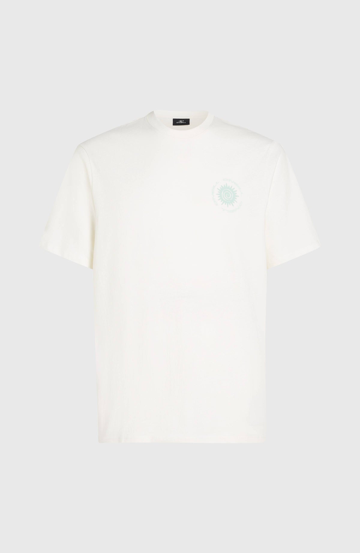 Weißes Chest Print T-Shirt für Herren mit Logo-Print in Türkis, freigestellt von vorne