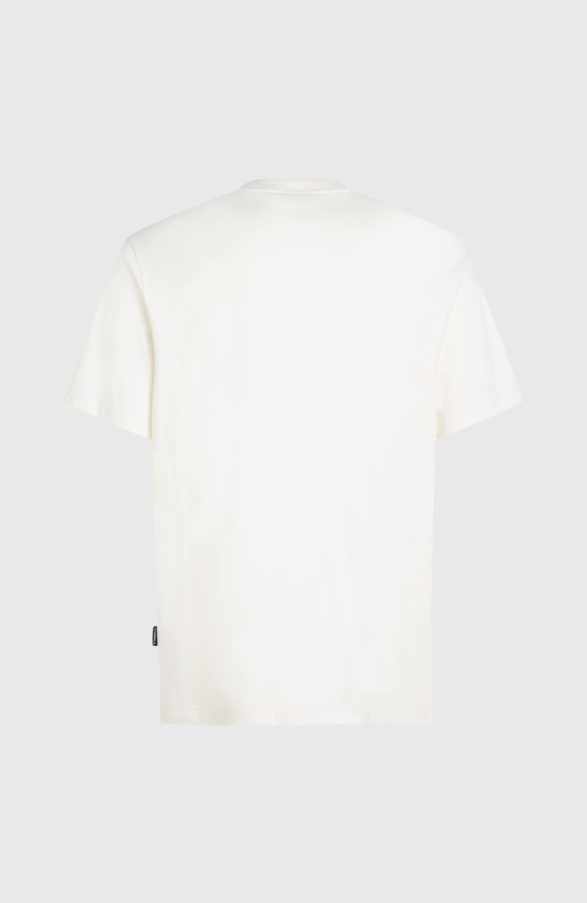 Chest Print T-Shirt für Herren, weiß, freigestellt von hinten mit Label an der Seitennaht