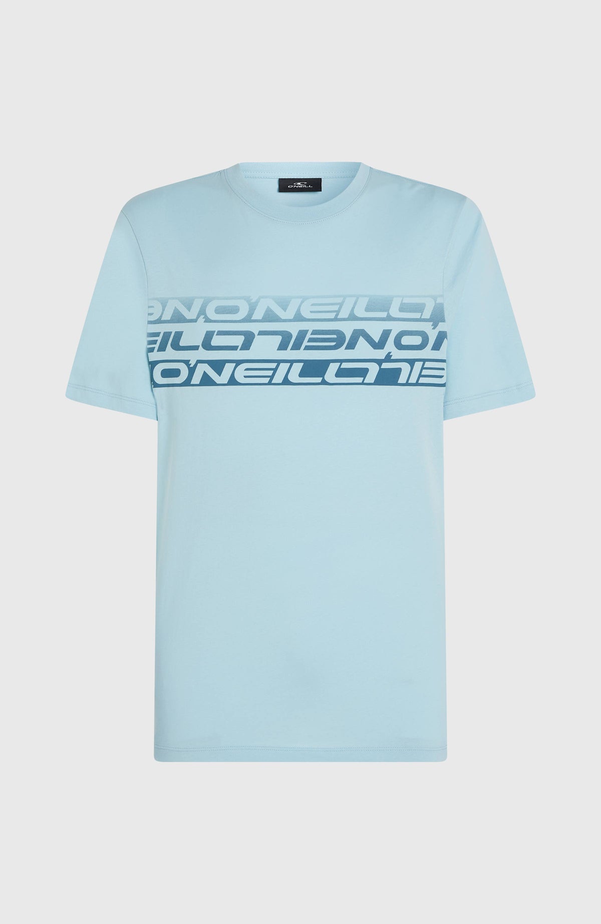 Stripe T-Shirt für Herren, blau mit Logo-Print in Dunkelblau, flach liegend von vorne