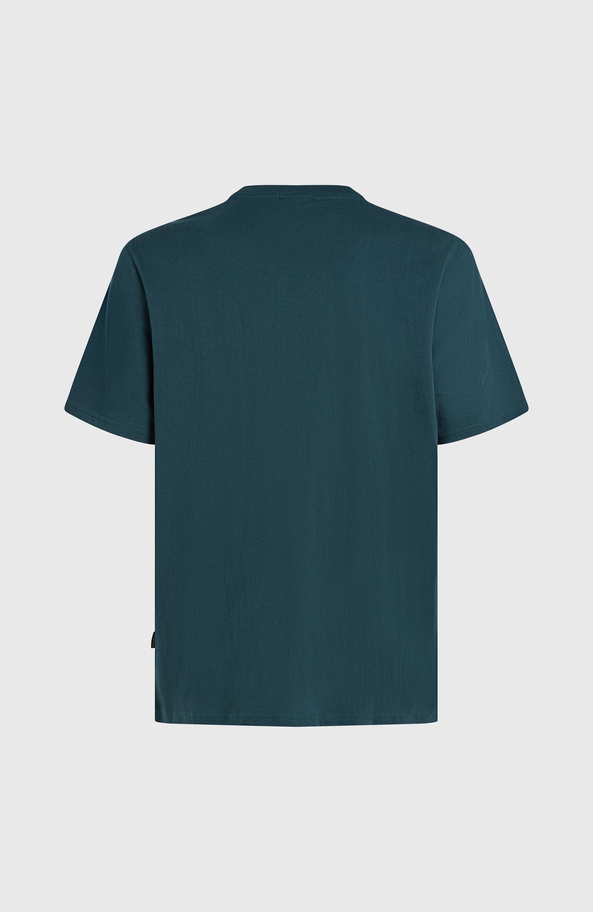 Jack O'Neill Muir T-Shirt für Herren, blau mit Logo-Print in Weiß, unifarbene Rückseite freigestellt von hinten