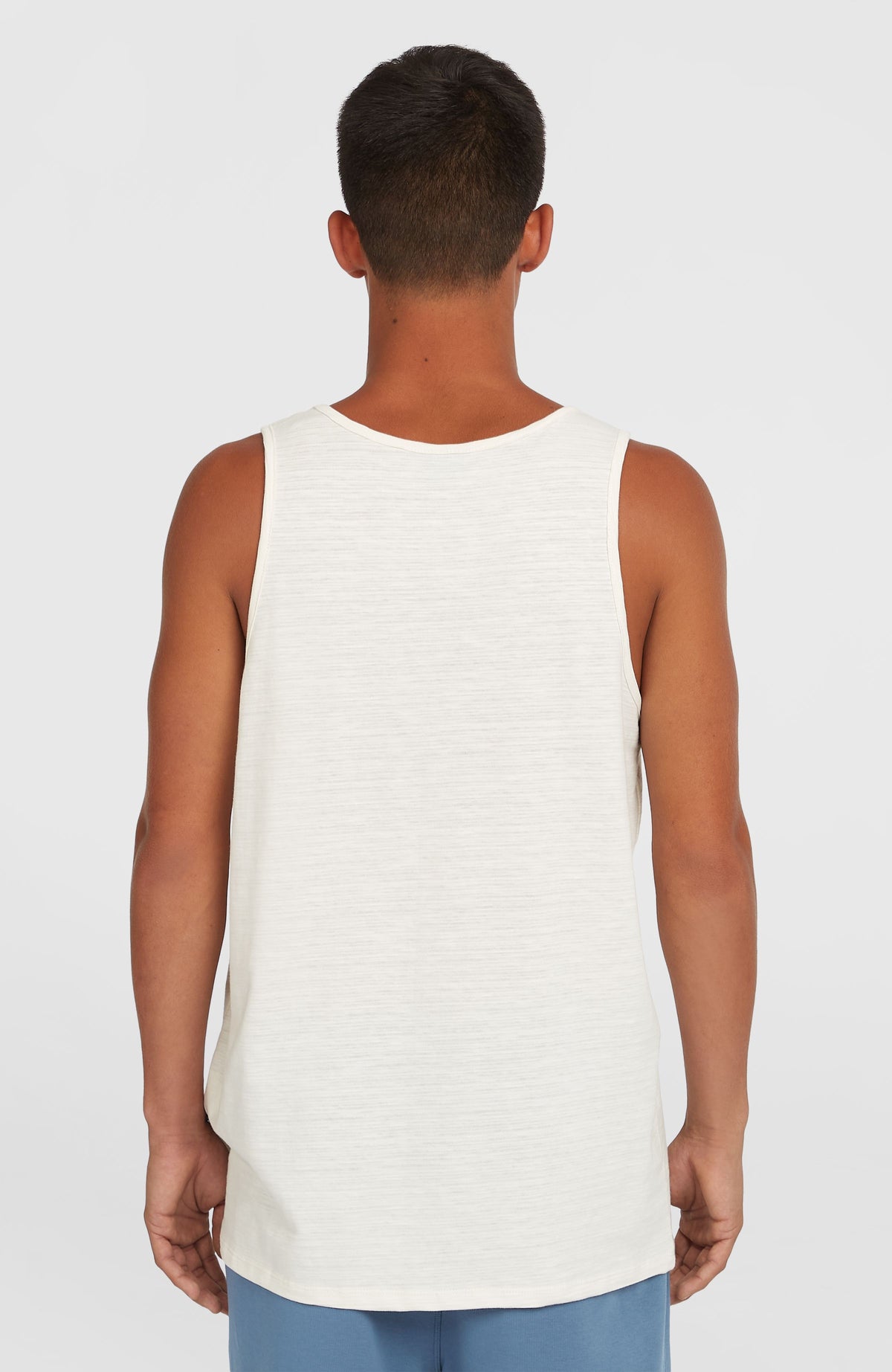 Slub Tanktop für Herren, weiß, Rückenansicht am Model