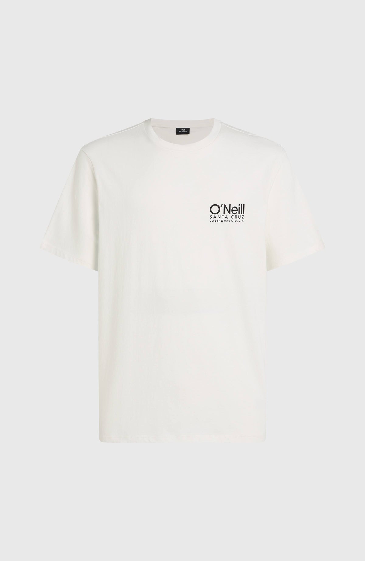 Original Cali Logo T-Shirt für Herren, weiß mit Logo-Print in Schwarz, freigestellt von vorne mit Rundhalsausschnitt