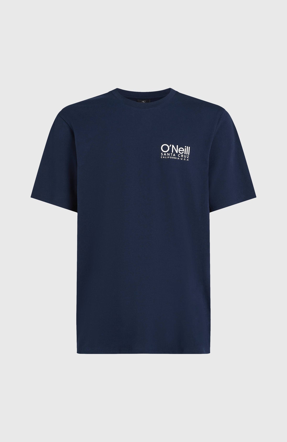 Blaues Original Cali Logo T-Shirt für Herren mit weißem Logo-Print, freigestellt von vorne