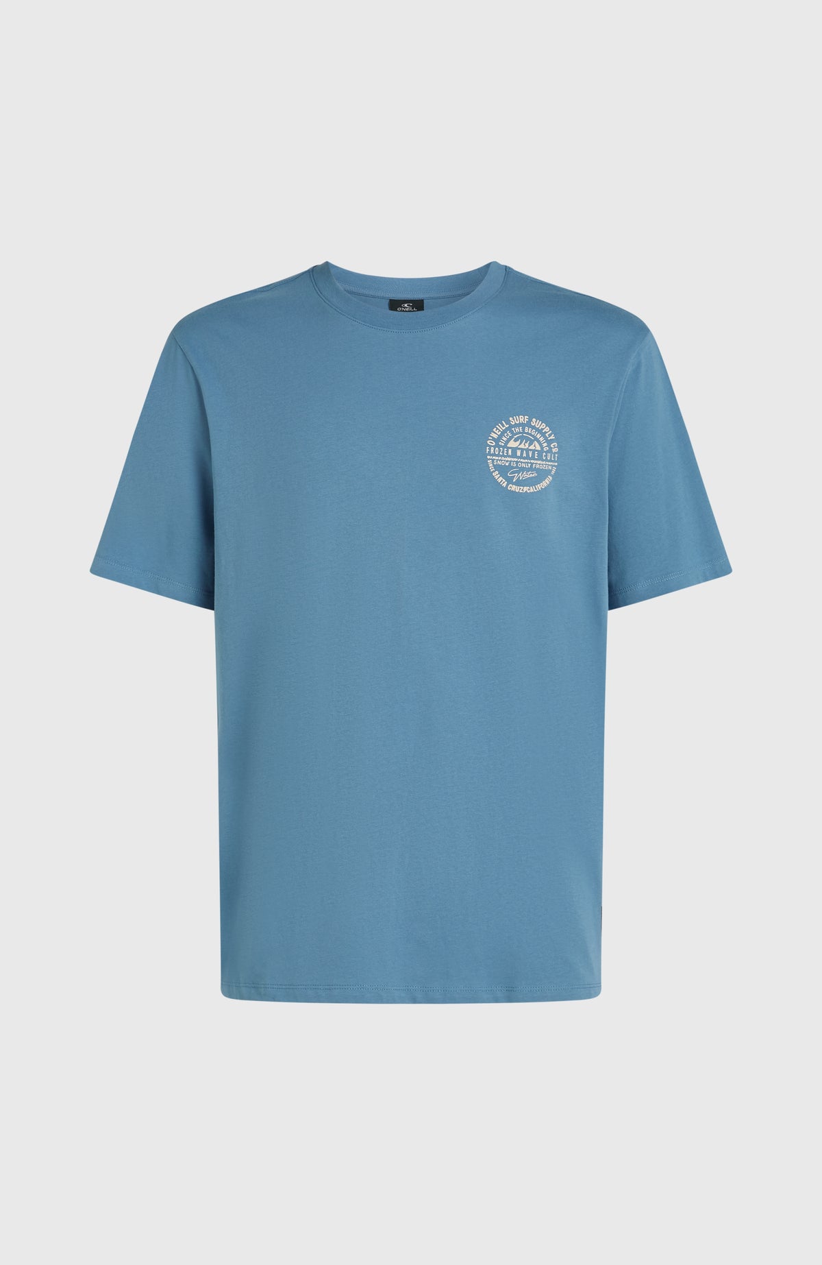 Blaues Chest-Print T-Shirt für Herren mit Logo-Print in Weiß, freigestellt von vorne
