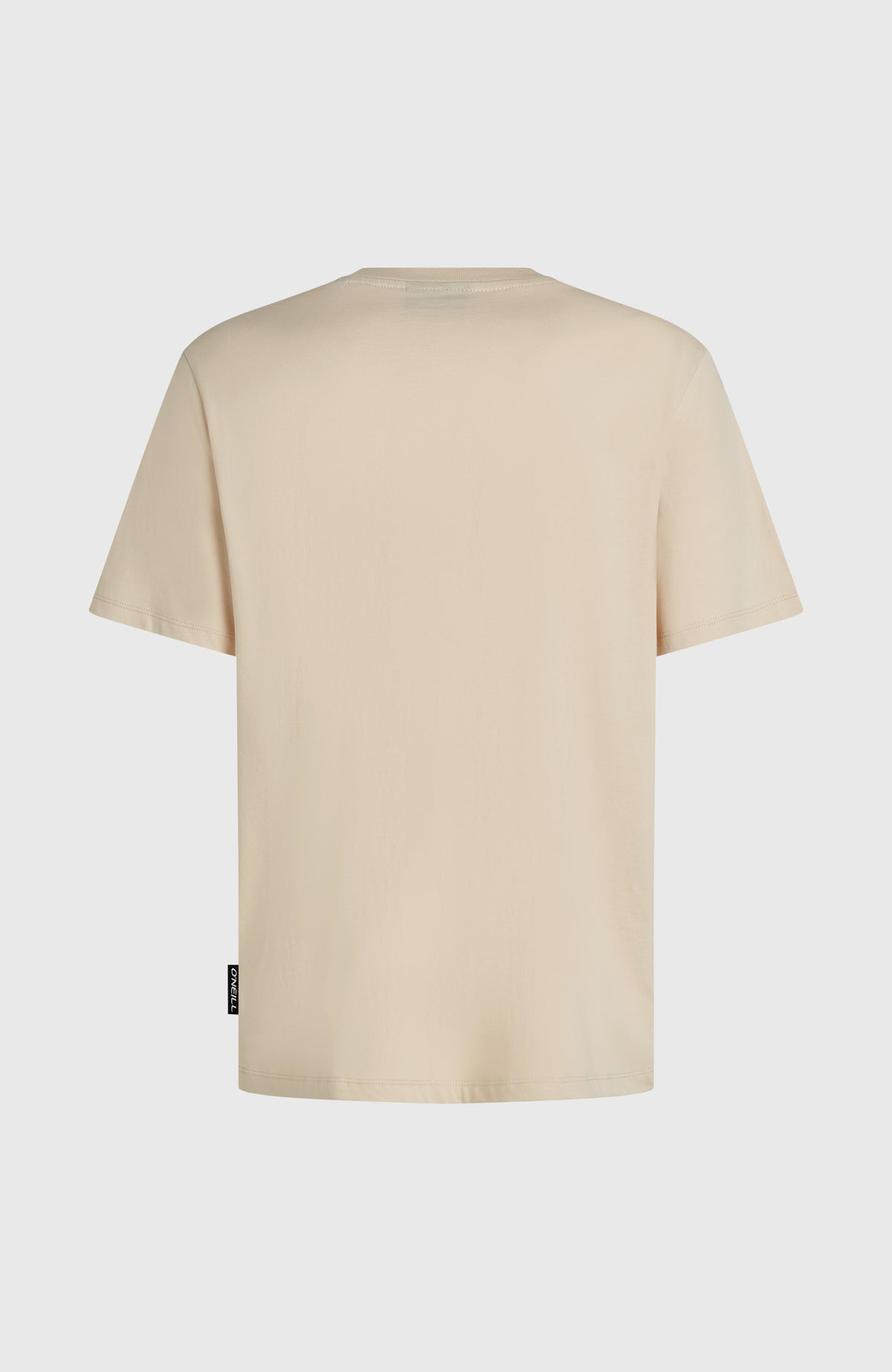Original Cali Logo T-Shirt für Herren, beige, freigestellt von hinten mit kleinem Label am Saum